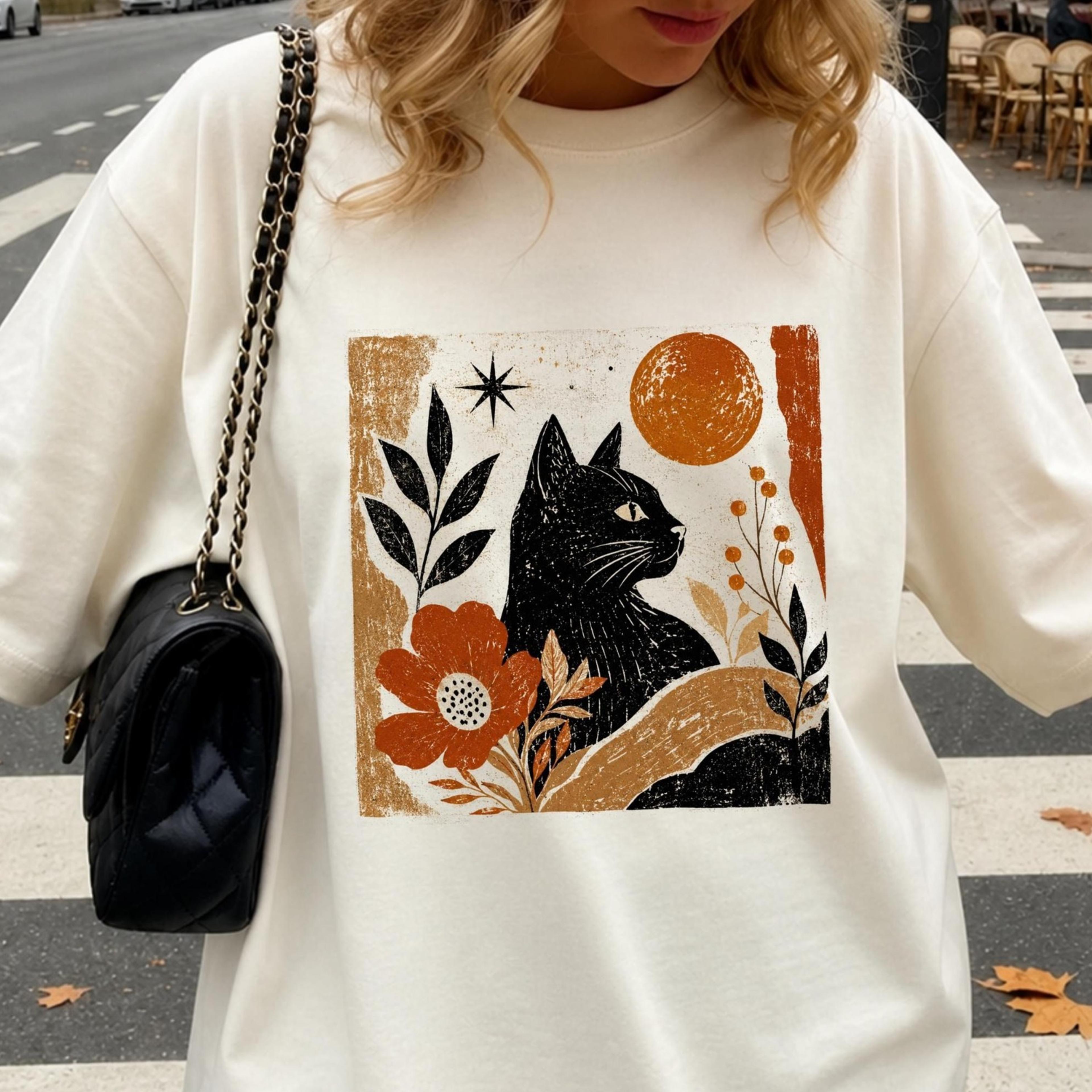 vintage funny cat shirt oversize womens mens comfort colors t-shirt autumn vibes tee funny cat shirt cute but evil cat