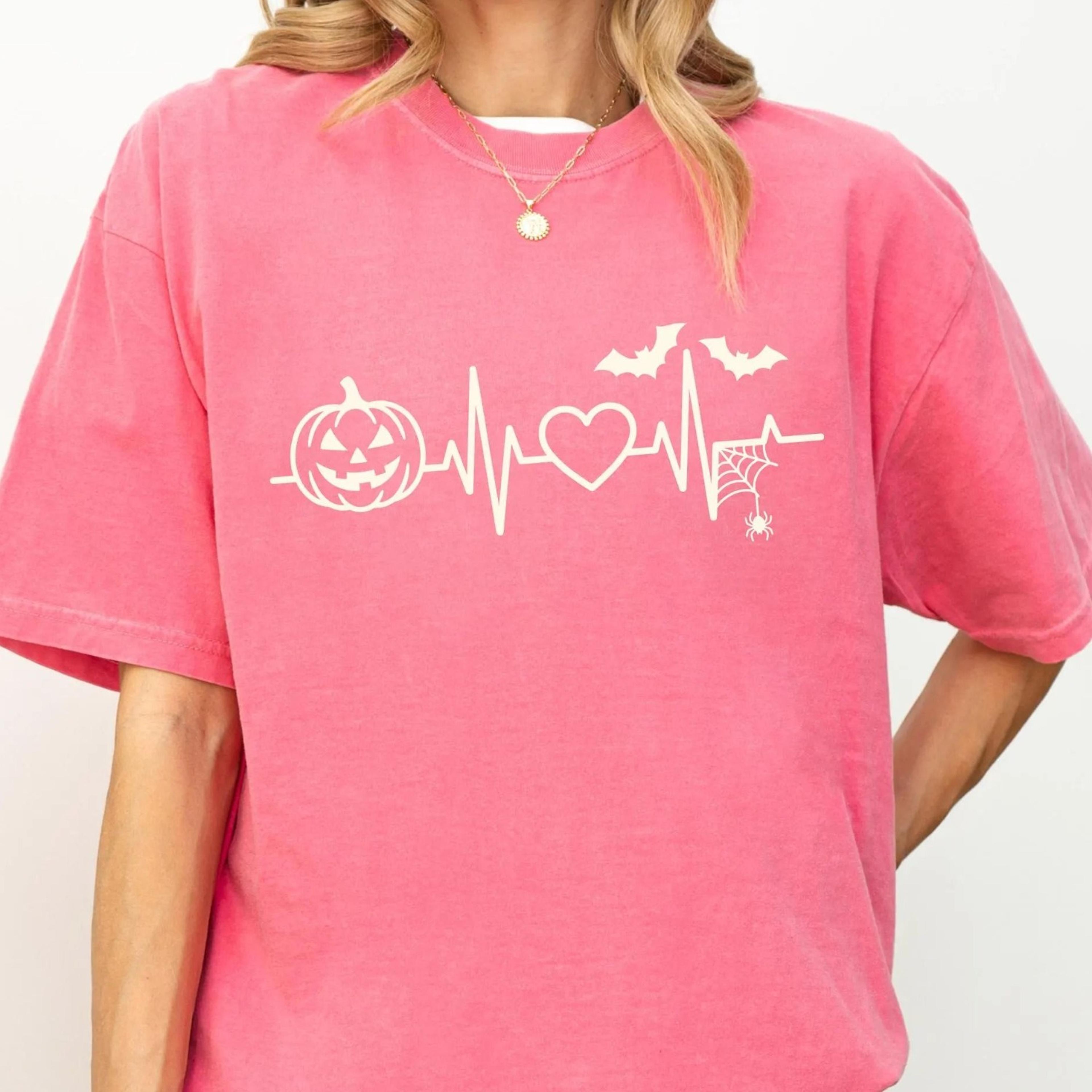 halloween heartbeat shirt comfort colors halloween nurse shirt pumpkin ghost bat spider web tee spooky season fall