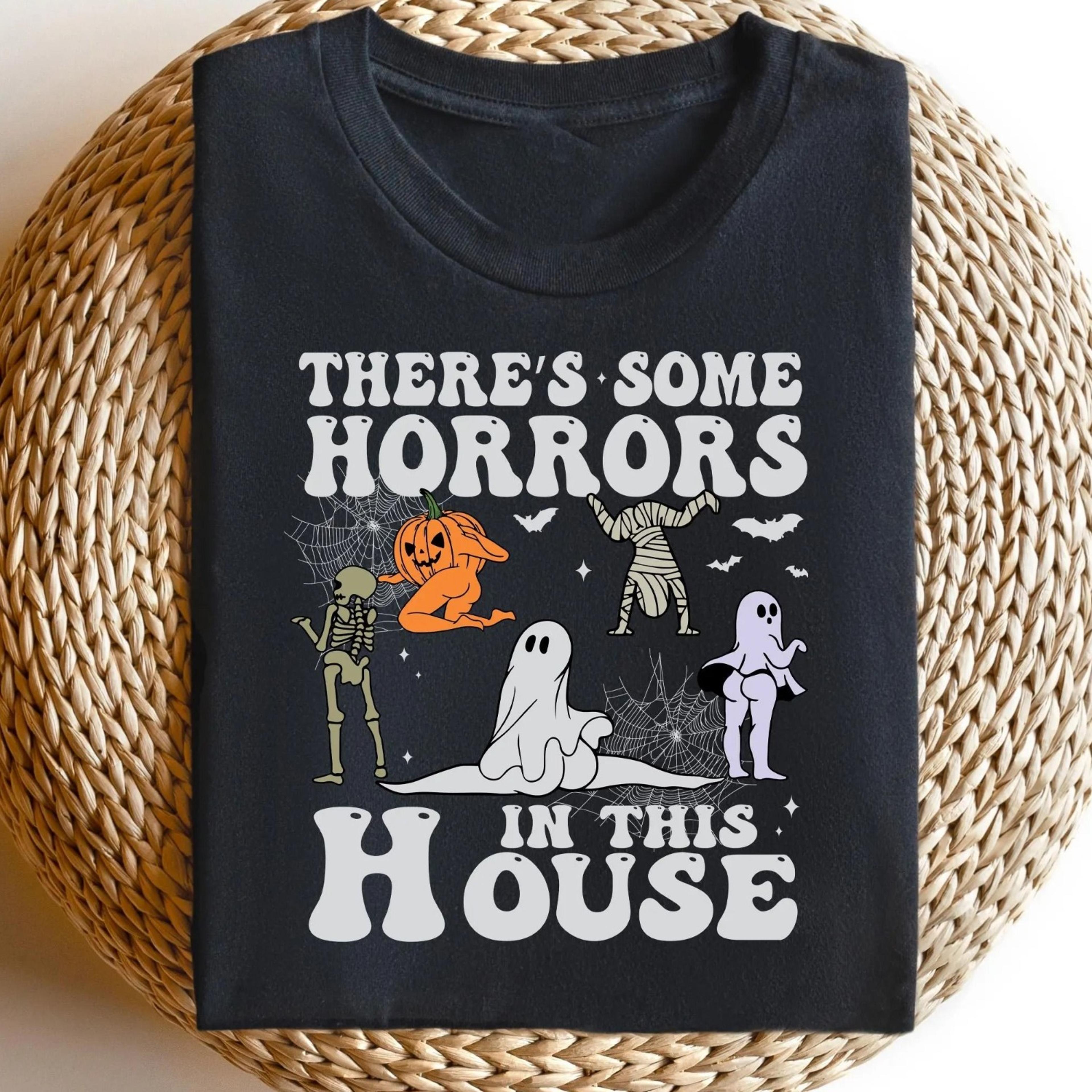there's some horrors in this house shirt retro halloween shirt, funny halloween sweatshirt, trendy halloween gift hall