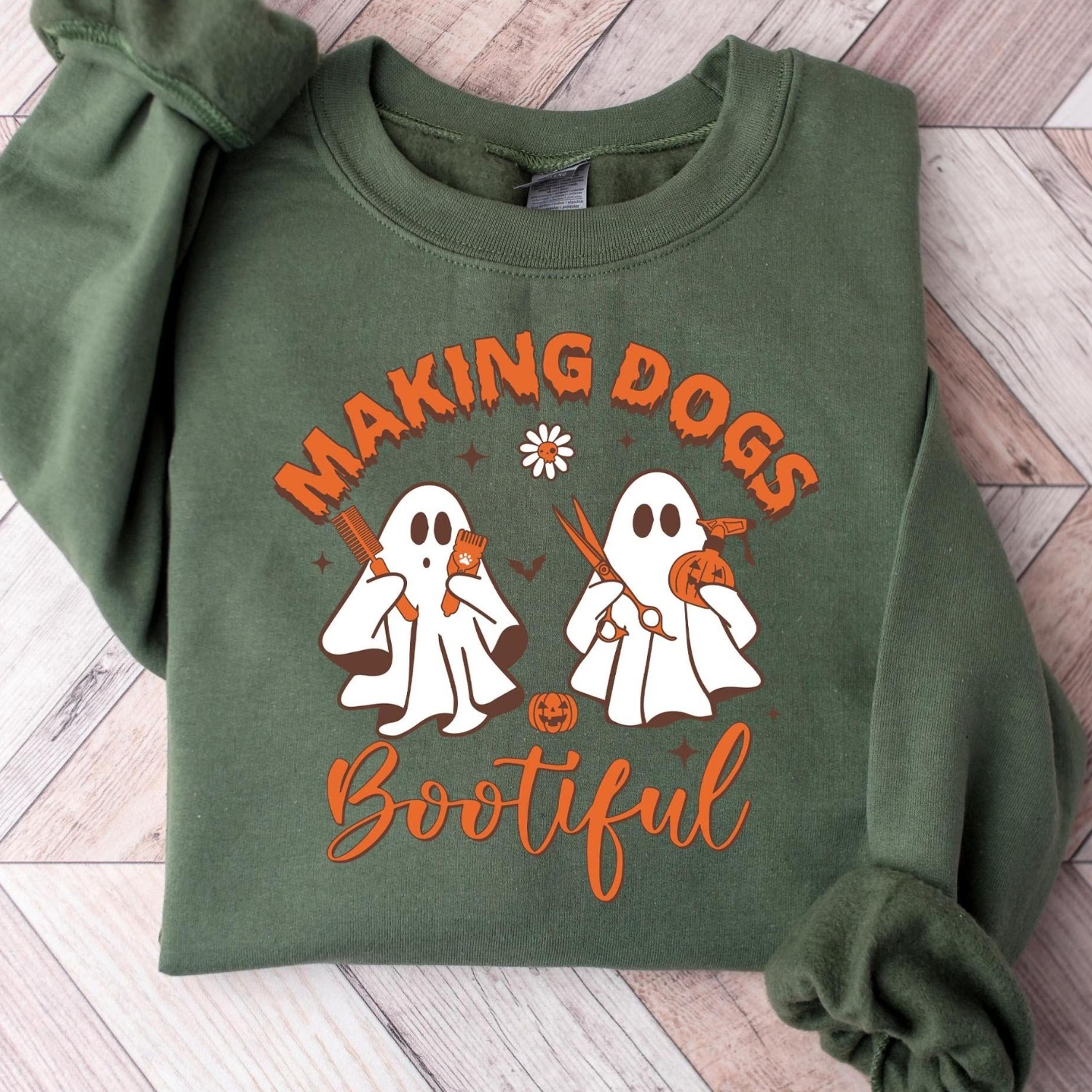 making dogs bootiful sweatshirt, dog ghost shirt, dog lovers , dog groomer shirt, pet grooming sweater, halloween