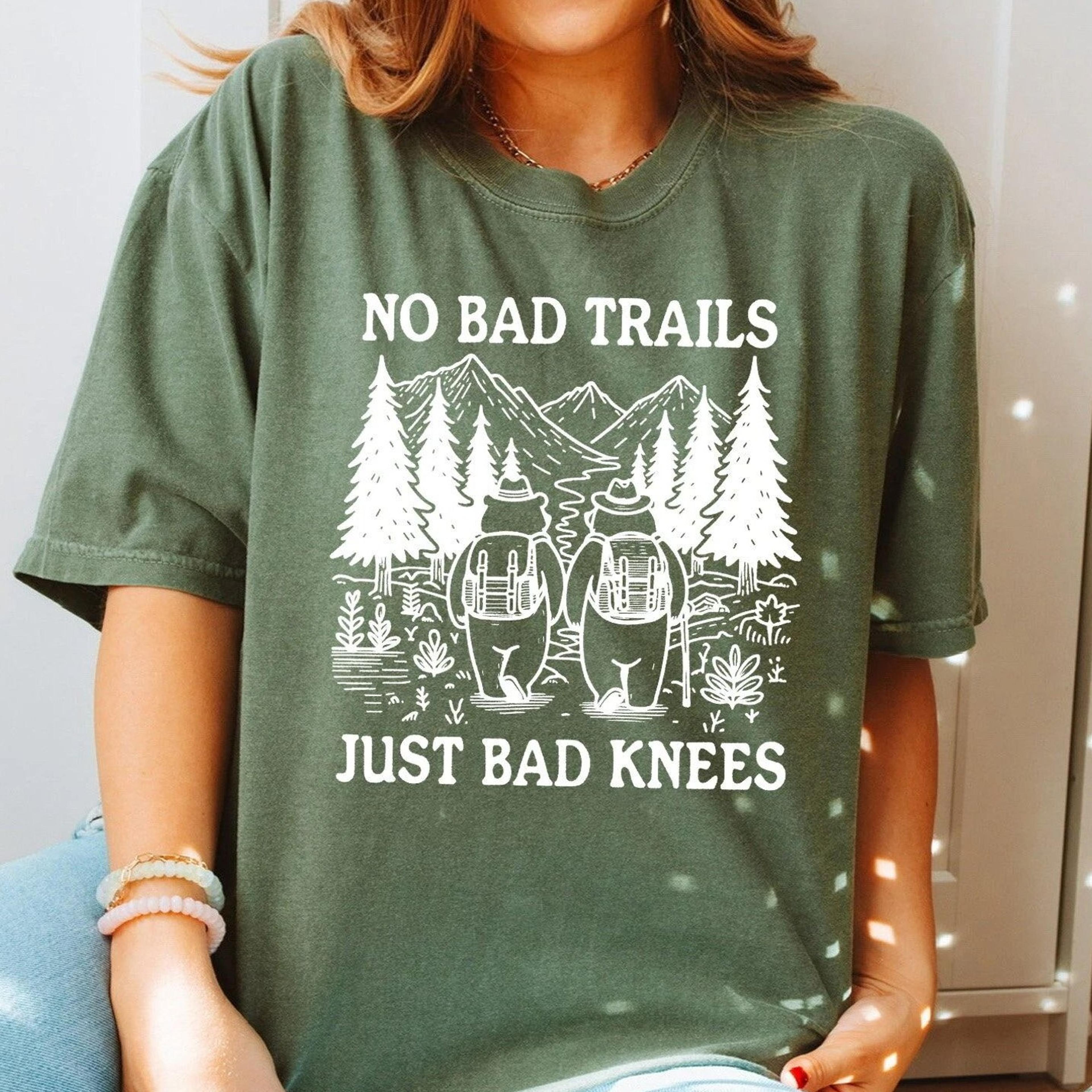 no bad trails just bad knees shirt, funny hiking shirt, camping shirt, trekking t-shirt, retro adventure shirt, meme shi