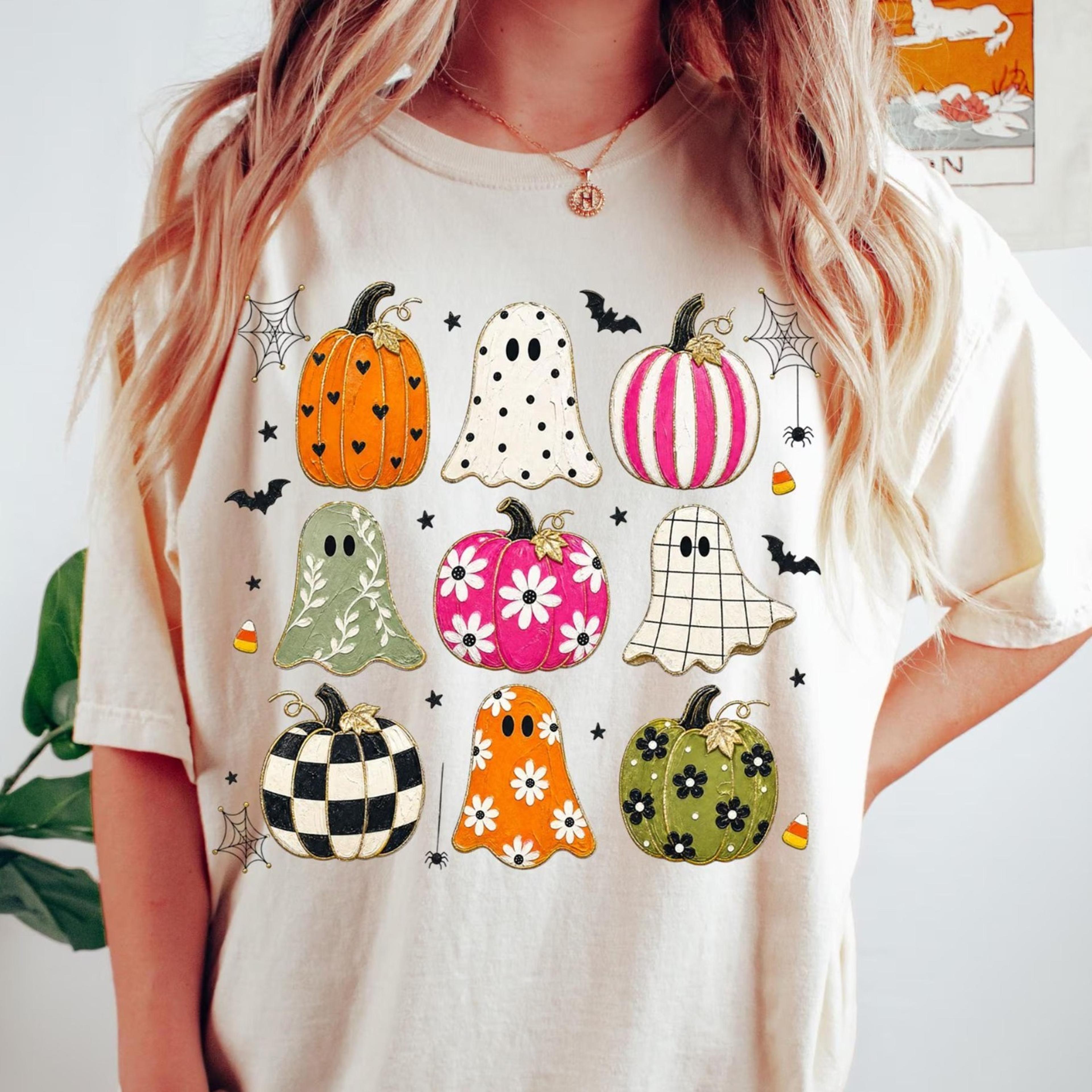 halloween pumpkins shirt preppy ghosts & pumpkins tee, friends matching apparel, halloween gift