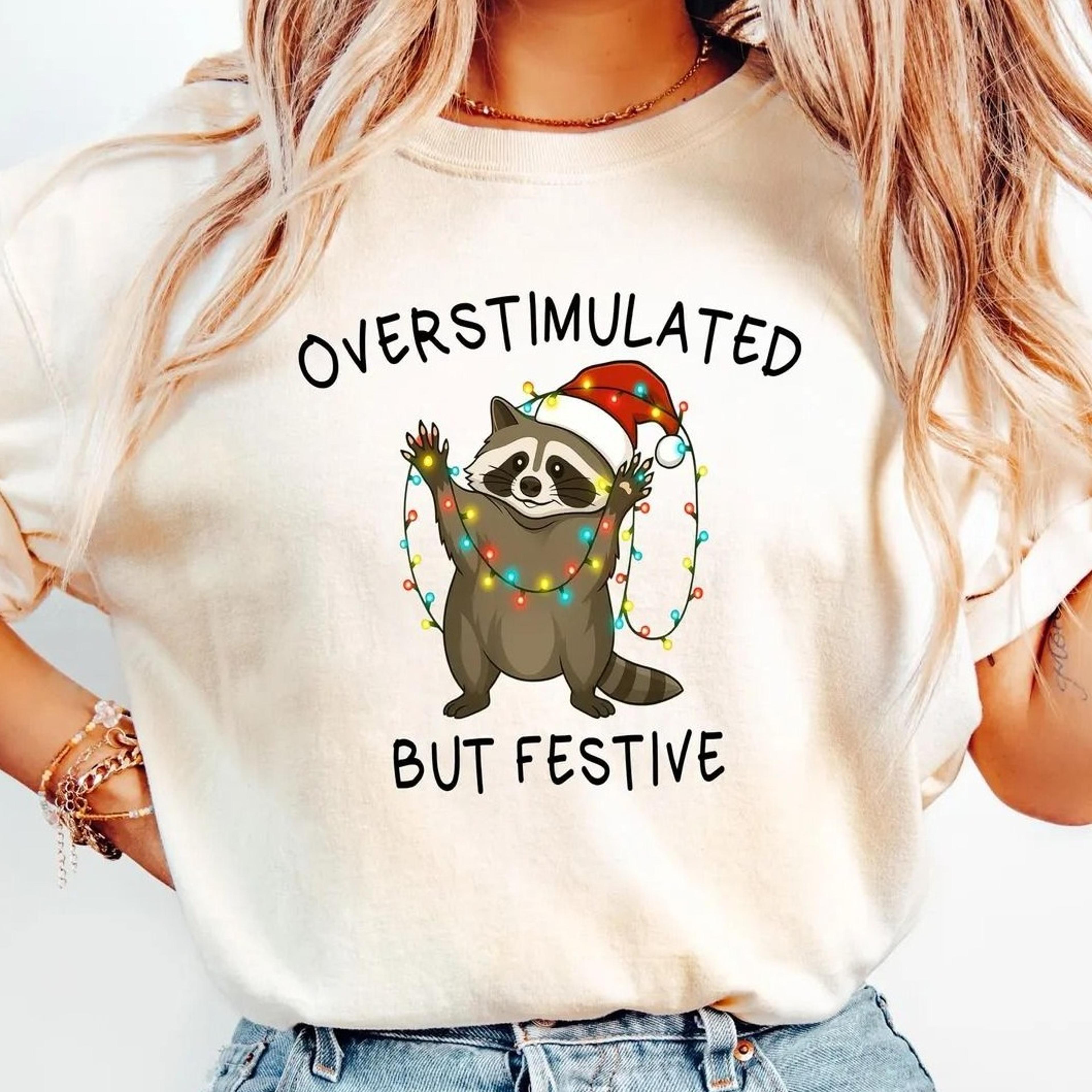 raccoon christmas sweatshirt, christmas raccoon feral shirt, raccoon feral tshirt, trendy christmas tee, feral