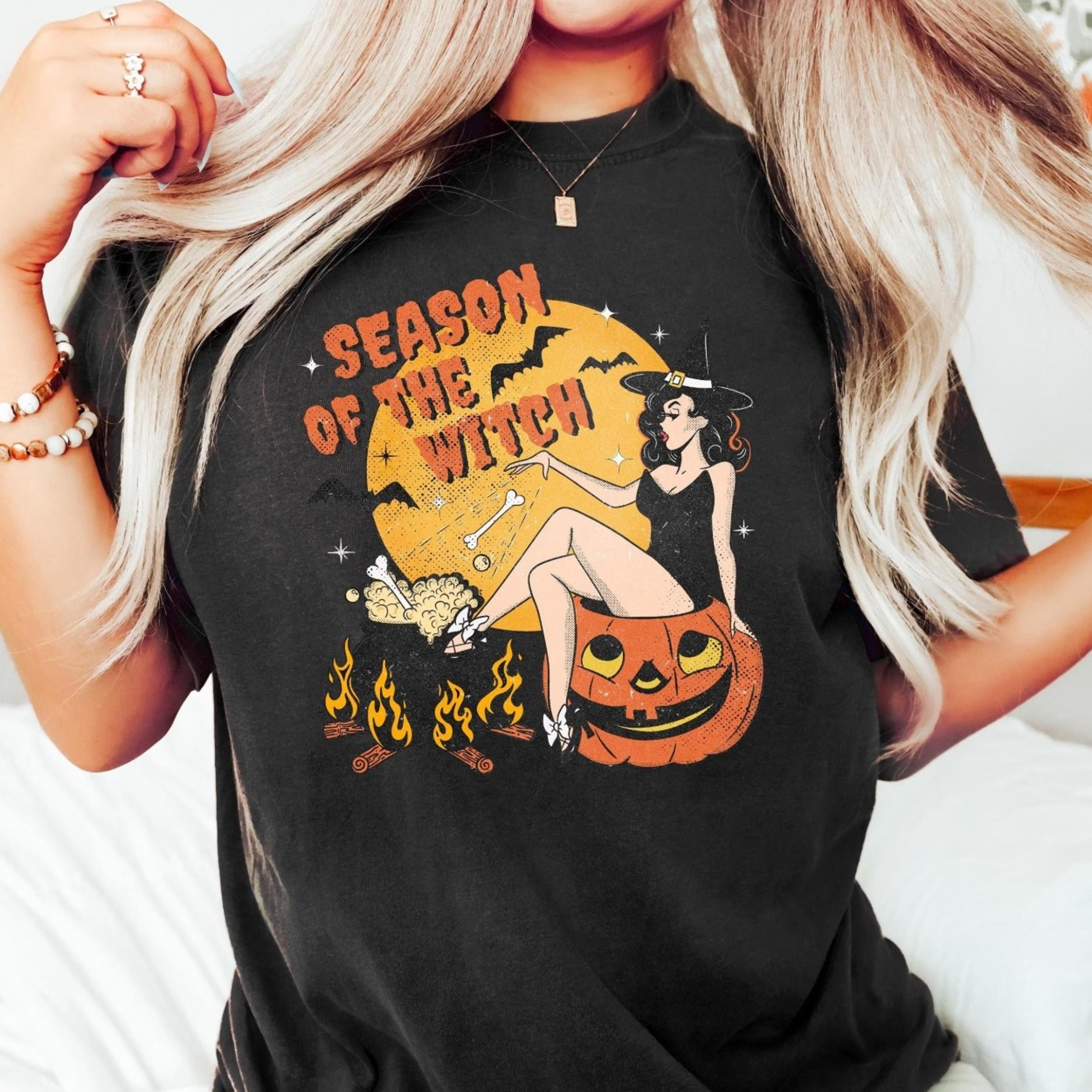 season of the witch shirt, halloween witch sweatshirt, halloween gift, retro halloween shirt, spooky season shirt