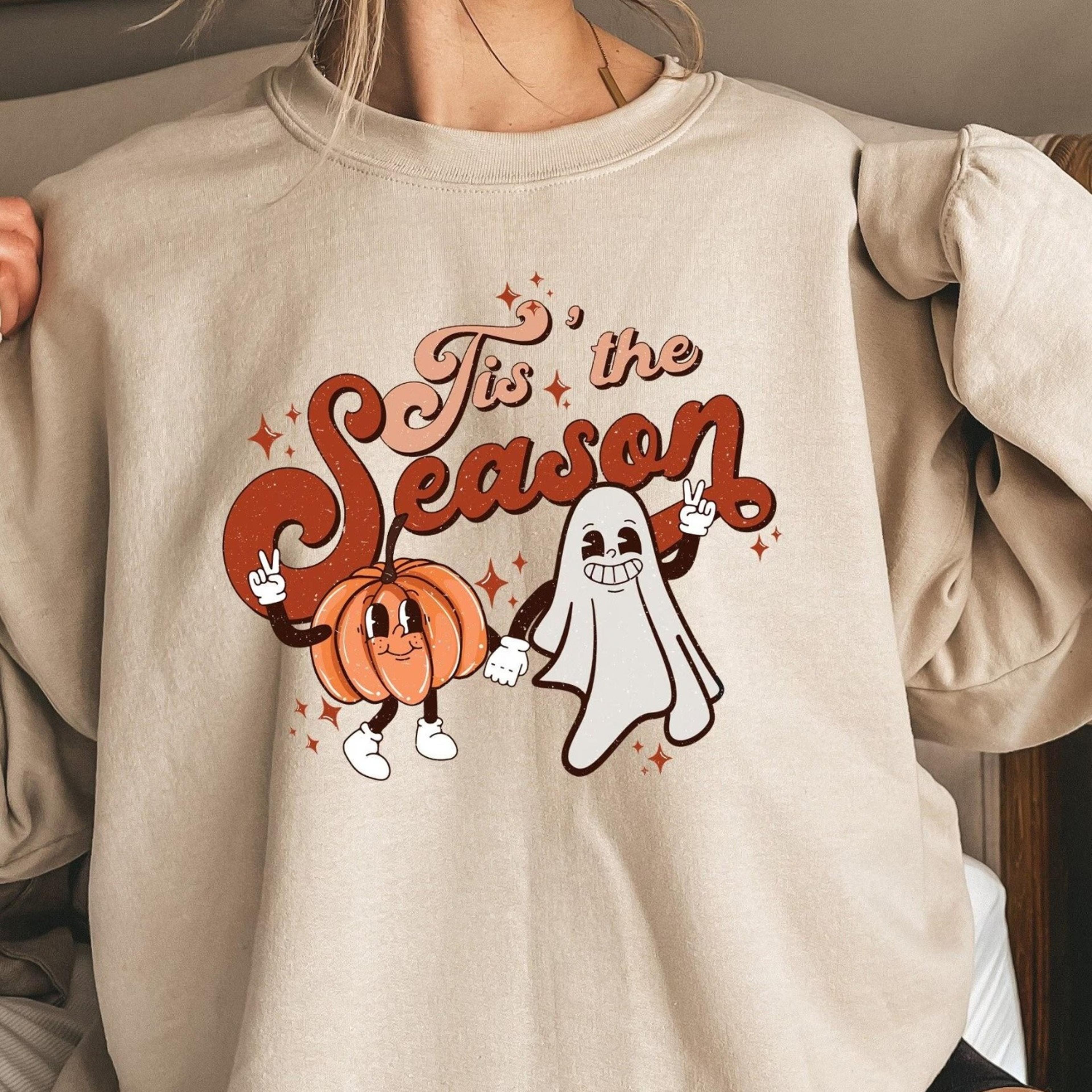 retro halloween shirt, tis the season sweatshirt, funny ghost tshirt, boo halloween crewneck, halloween gifts, halloween