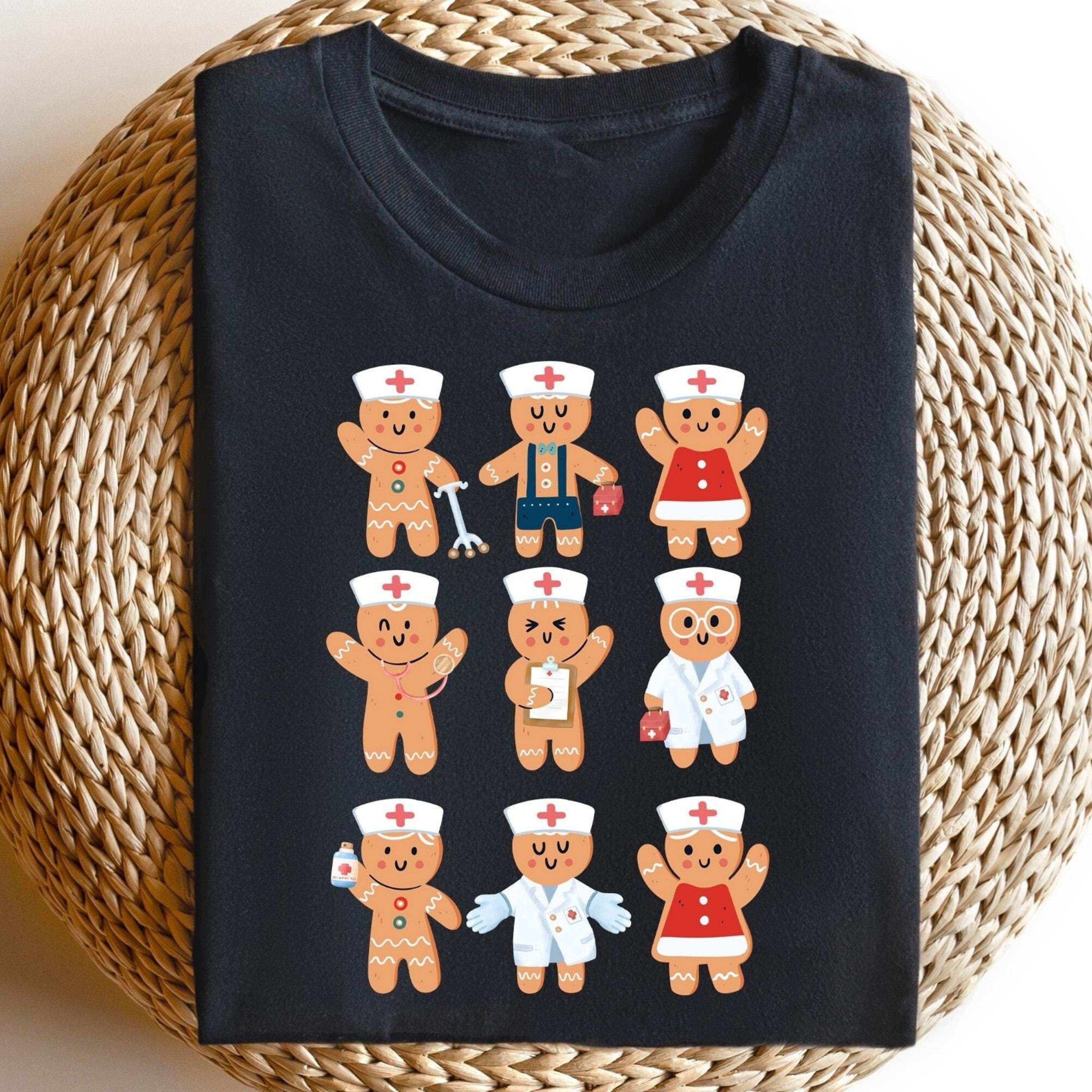 christmas nurse sweatshirt, nursing school tshirt, retro gingerbread gift, pediatric nurse tee, night shift nurse tee