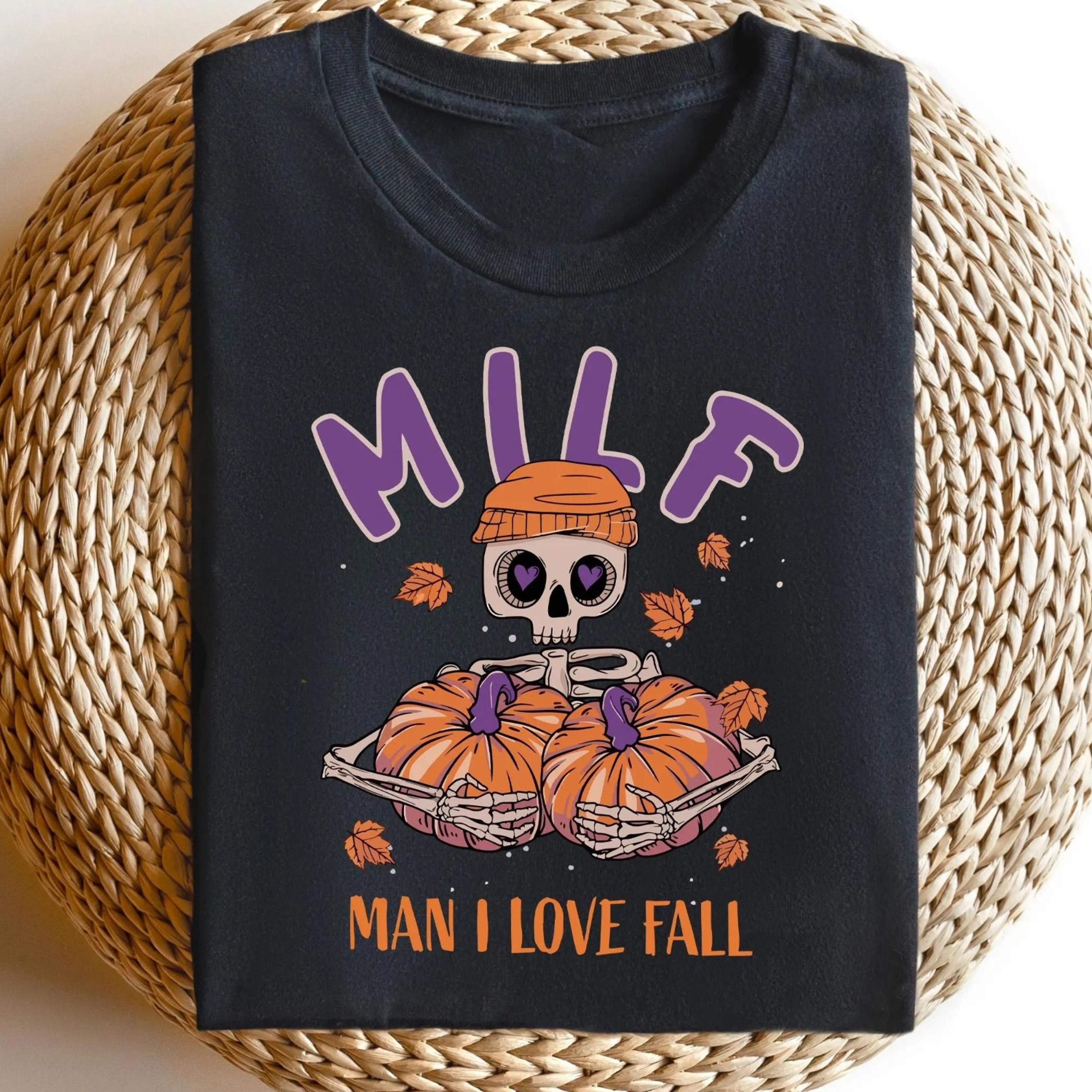 milf man i love fall sweatshirt, pumpkin shirt, fall season shirt, spooky season shirt leopard pumpkin shirt