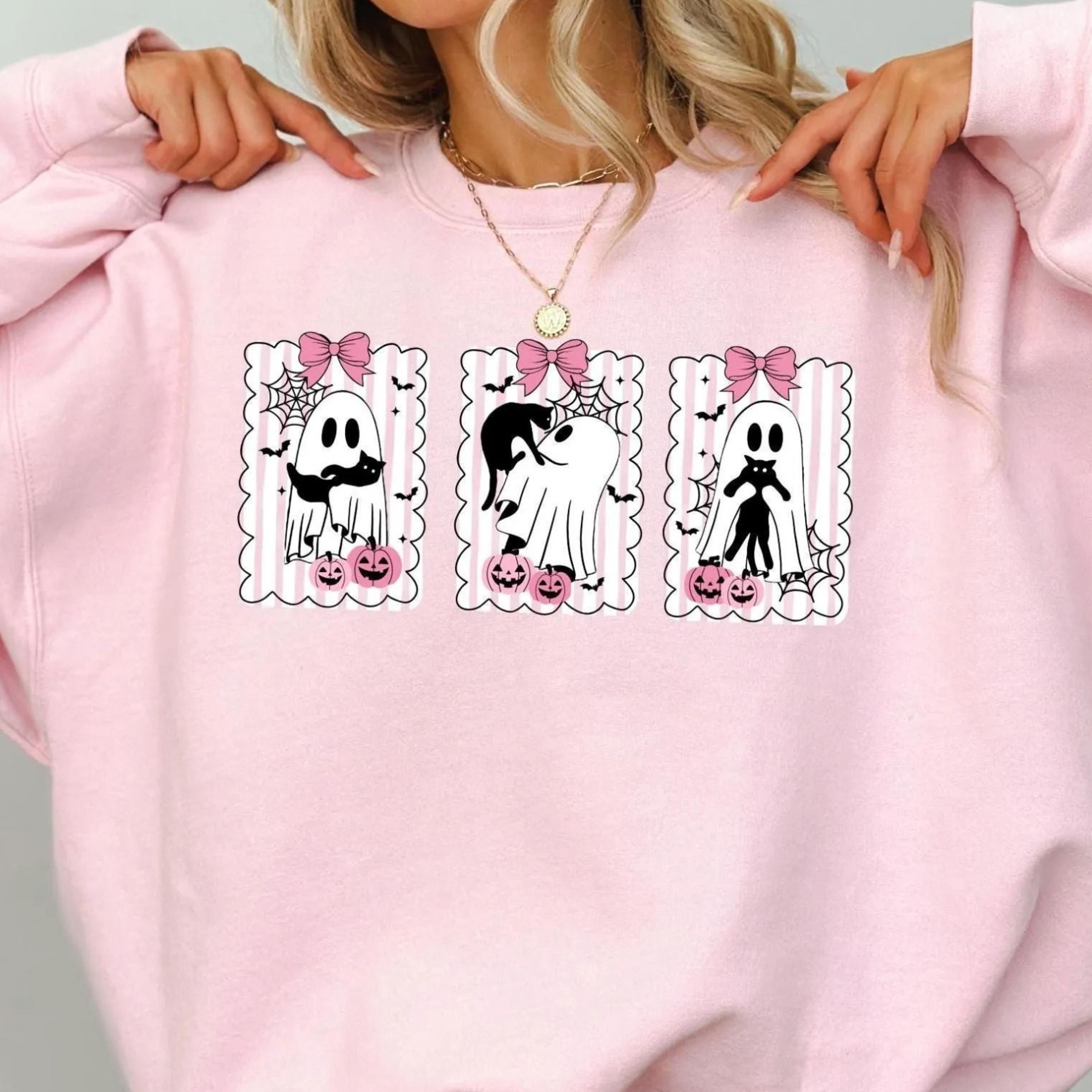 cute halloween cat and ghost sweater | spooky season shirt for her | funny halloween sweater women | fall gift for women