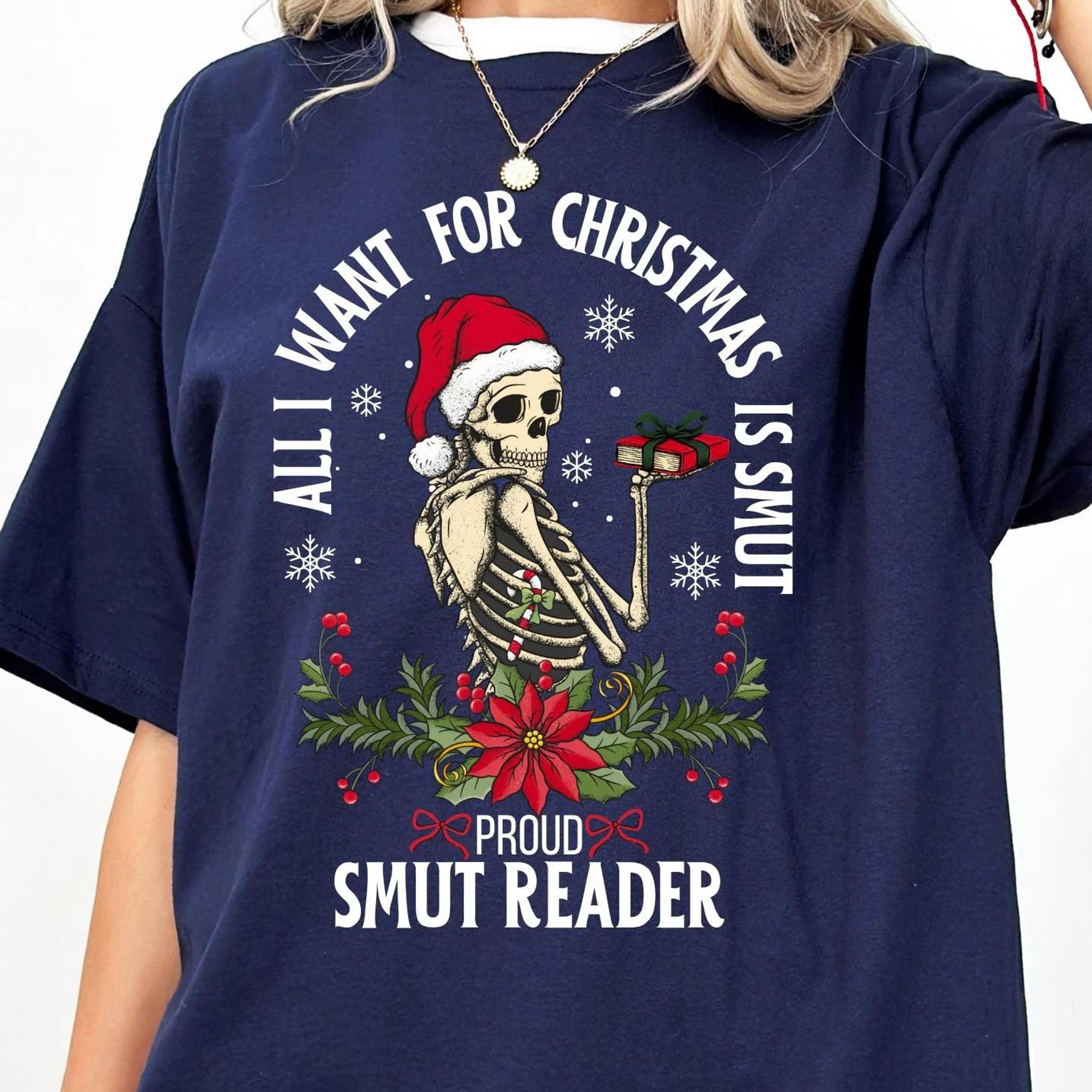 all i want for christmas skeleton shirt, bookish christmas sweatshirt, gift for librarian and bookworm, booklover