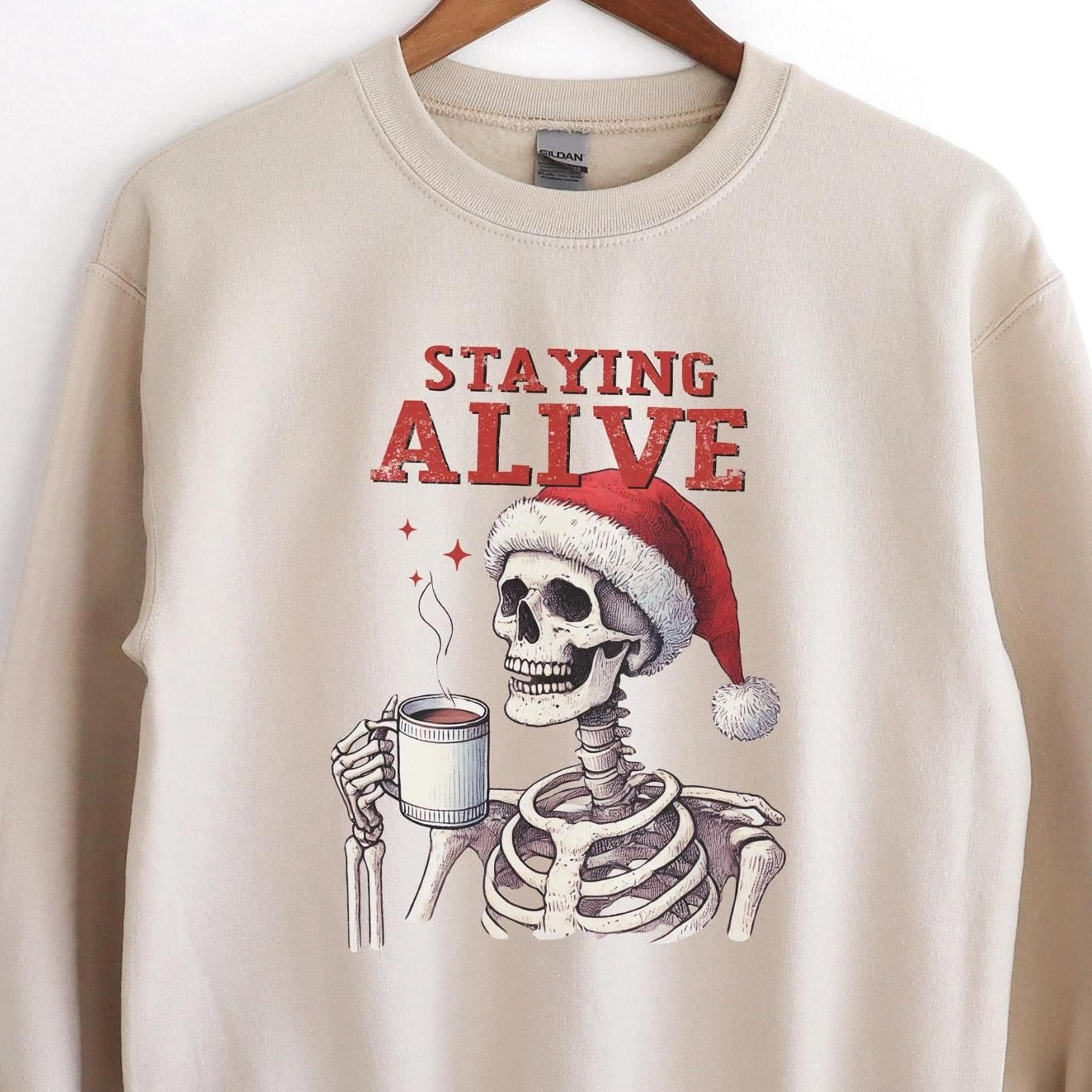 funny christmas coffee sweatshirt skeleton graphic