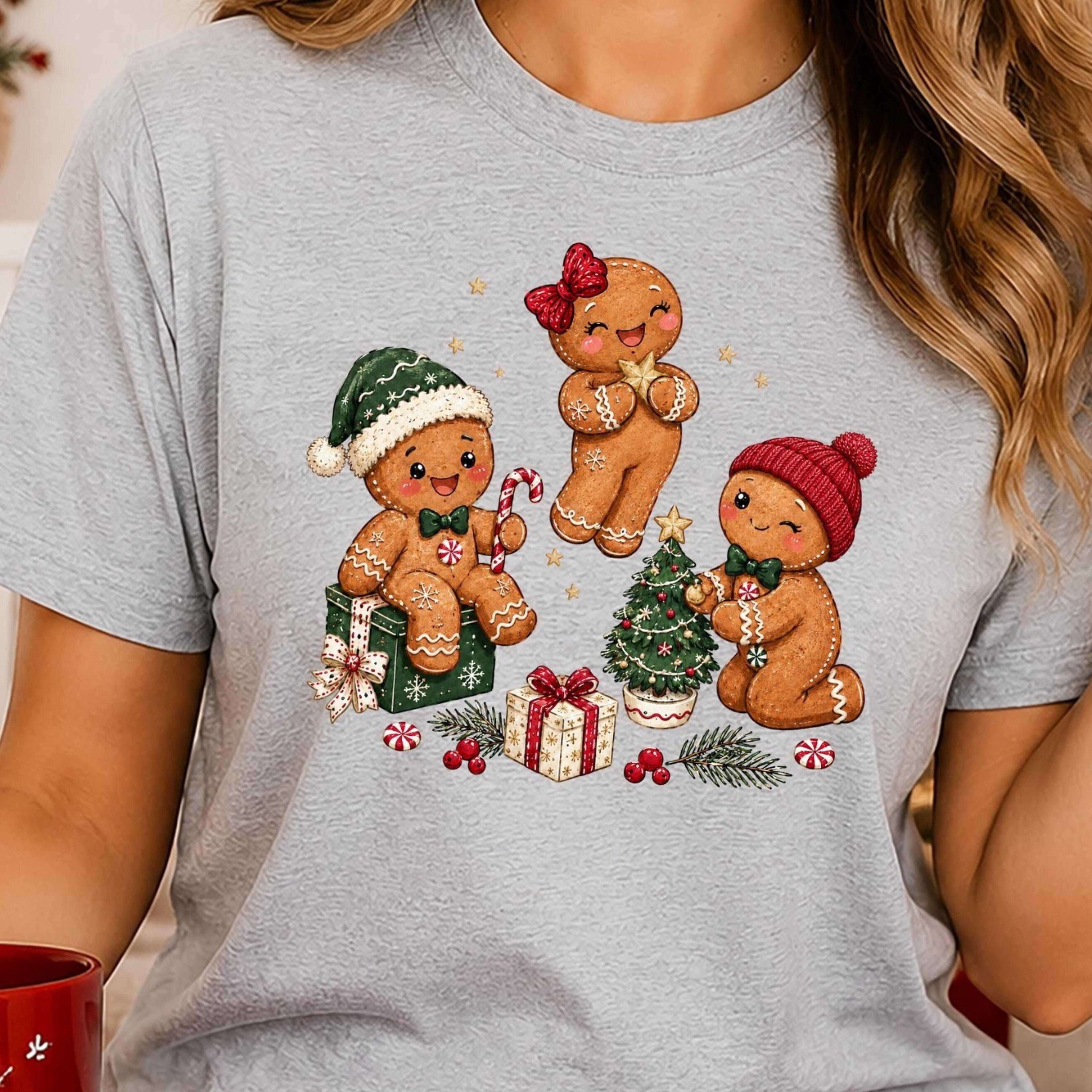 gingerbread christmas shirt, cute gingerbread cookie tee, christmas cookie printed t shirt, holiday baking shirt