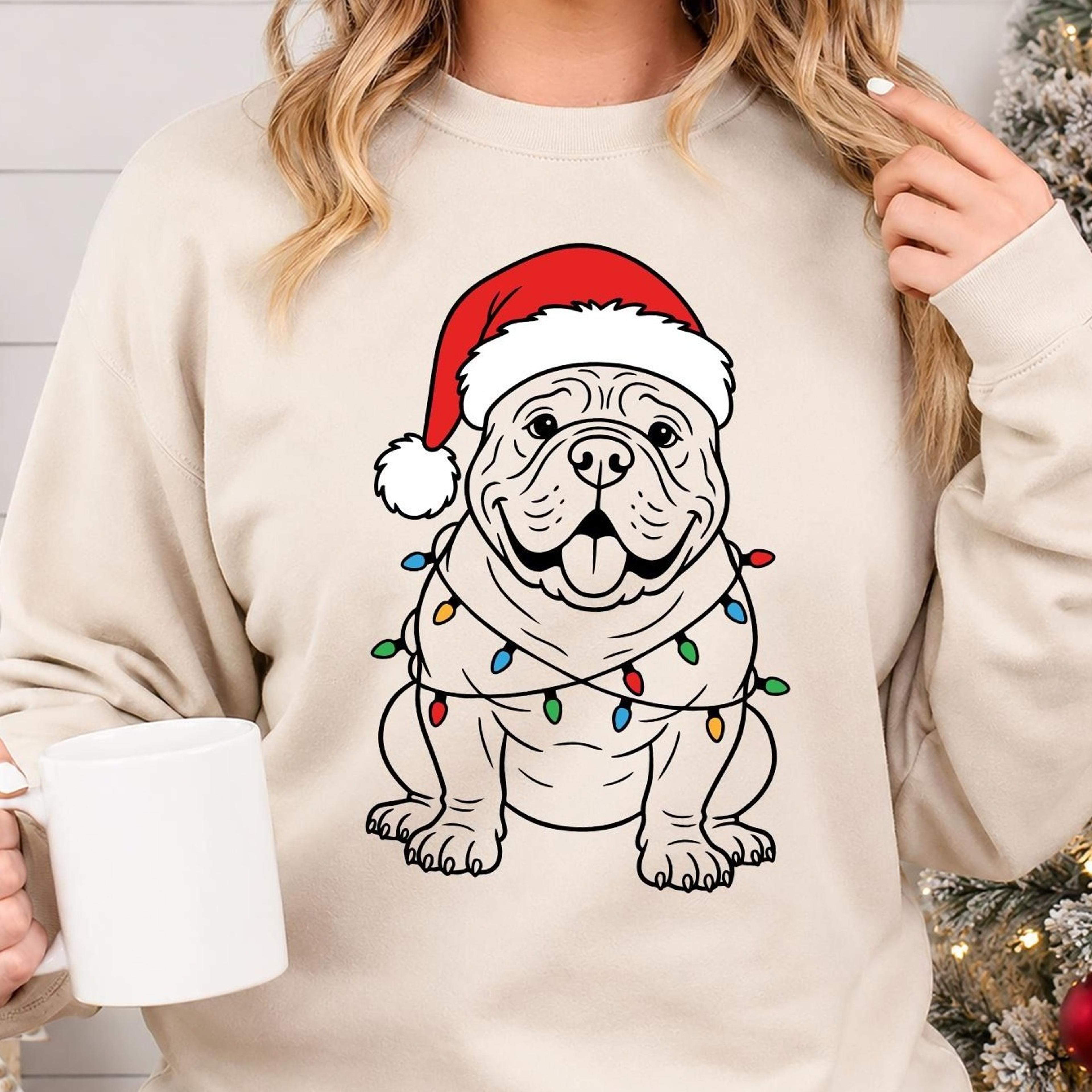 festive pitbull christmas sweatshirt, santa pitbull dog sweater, christmas dog holiday crewneck, christmas