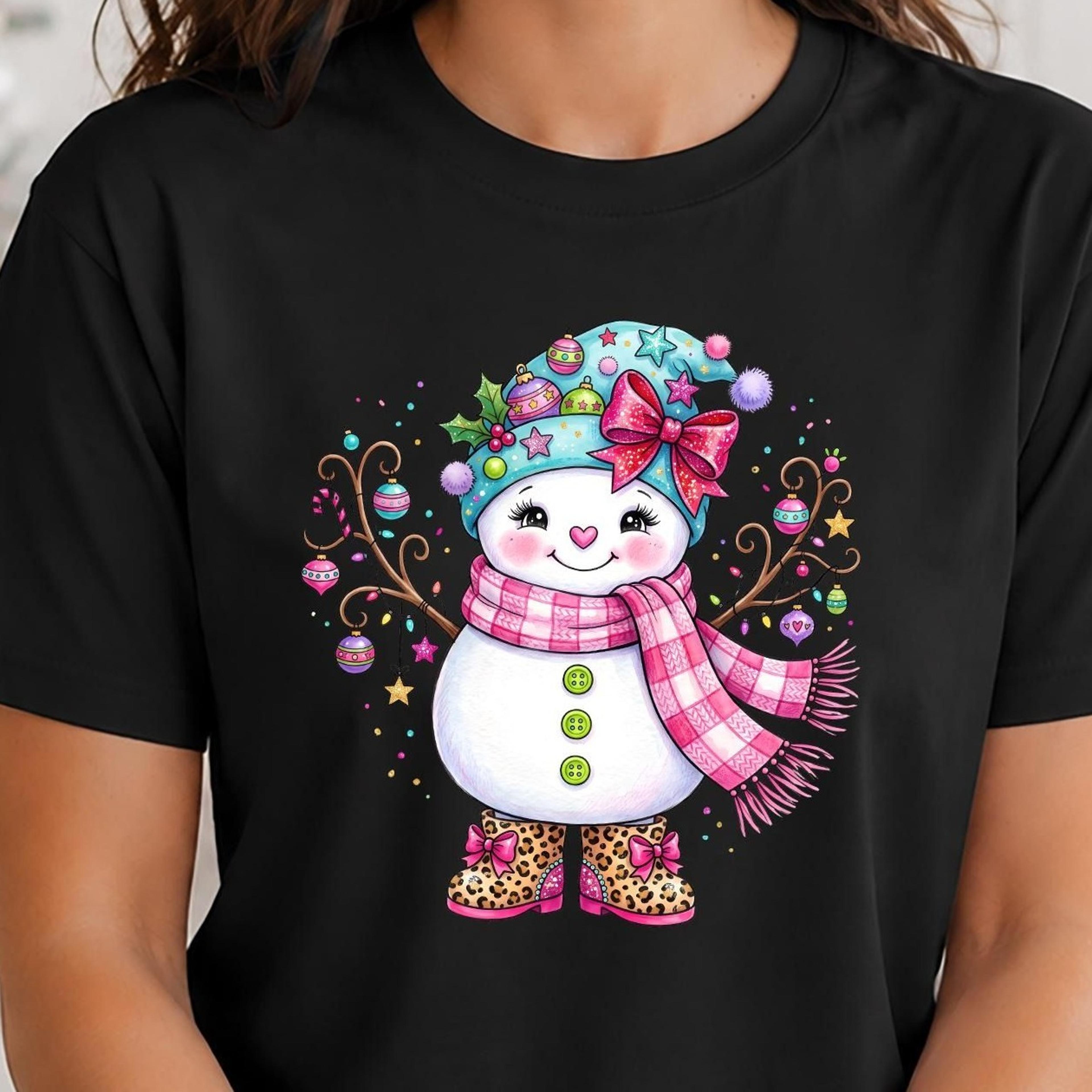 cute snowman christmas shirt, coquette bow snowman tee, leopard boots snowman t-shirt, girly christmas