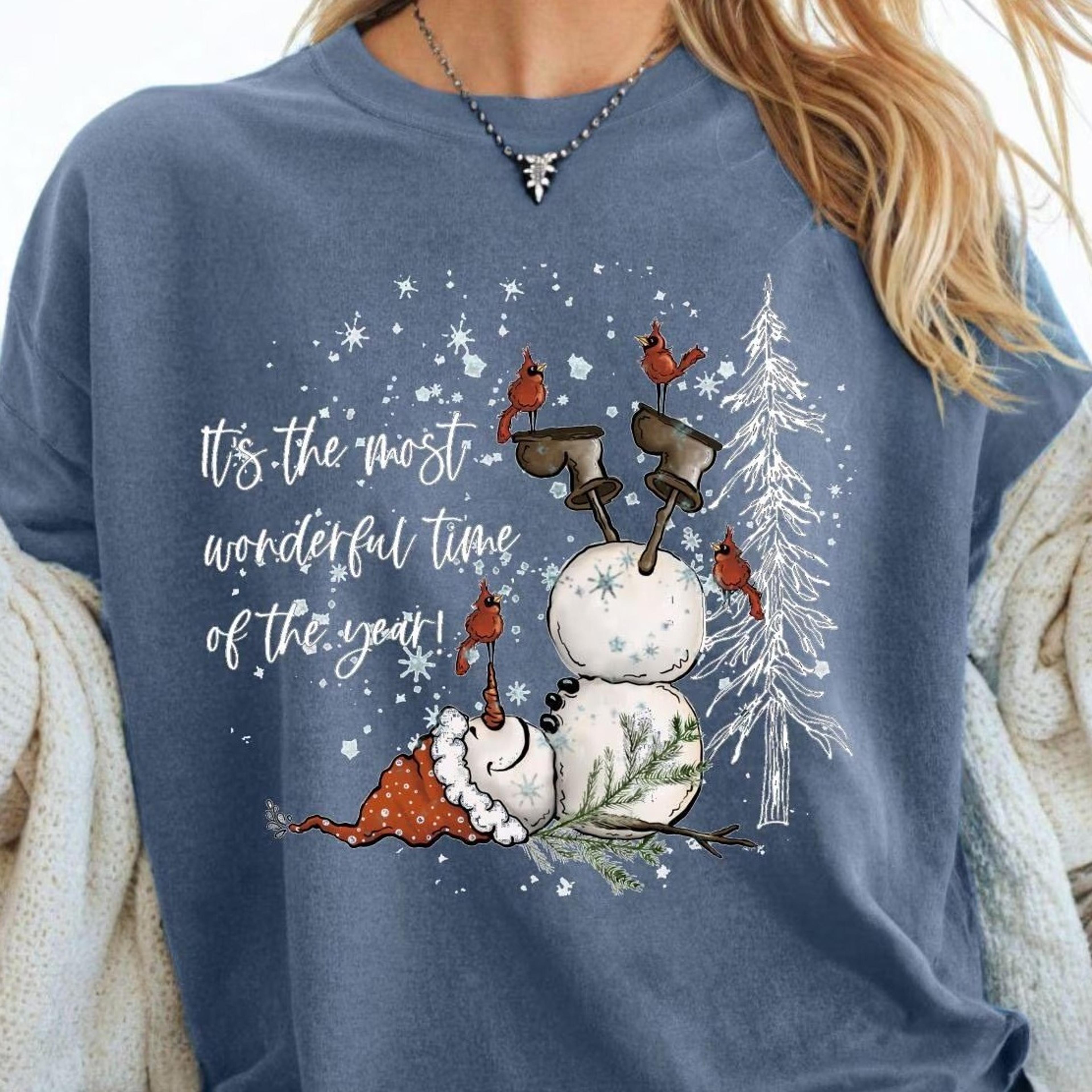 snowman shirt, christmas sweatshirt, it's the most wonderful time of the year, christmas shirt