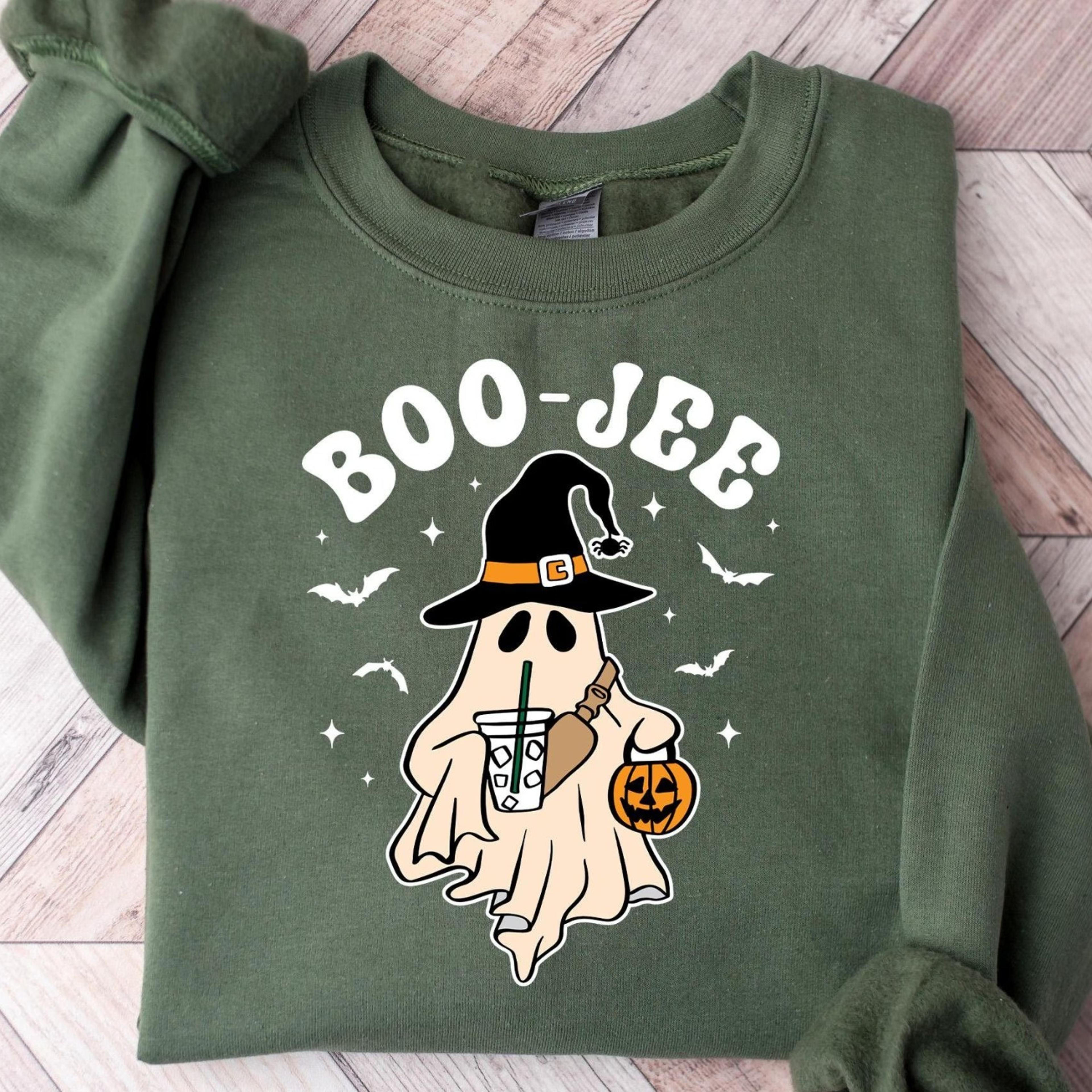 boo jee sweatshirt, halloween ghost sweatshirt, trendy halloween gift, halloween crewneck sweater, boo shirt