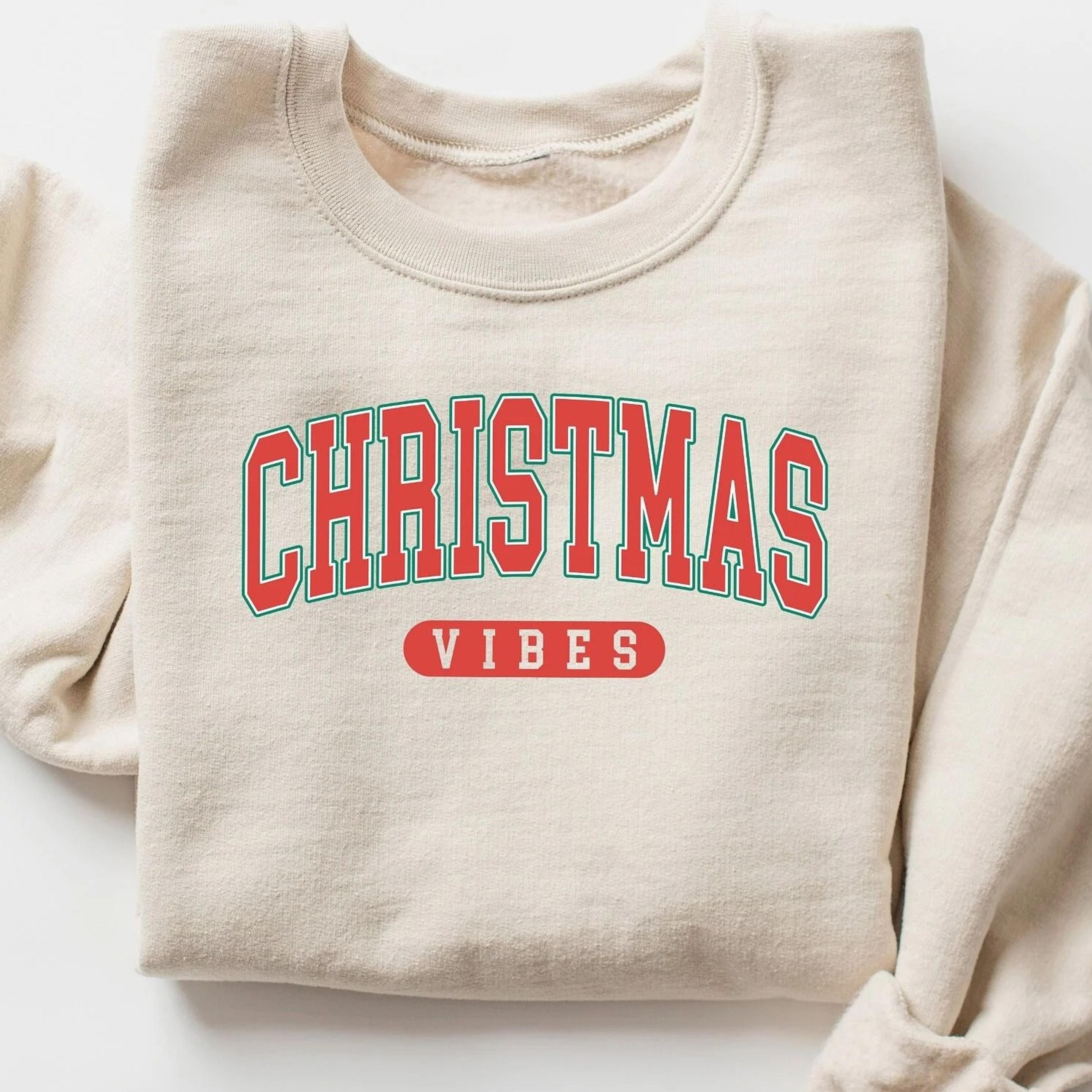 retro christmas vibes sweatshirt, womens christmas sweatshirt, holiday sweater, cute christmas sweatshirt, christmas