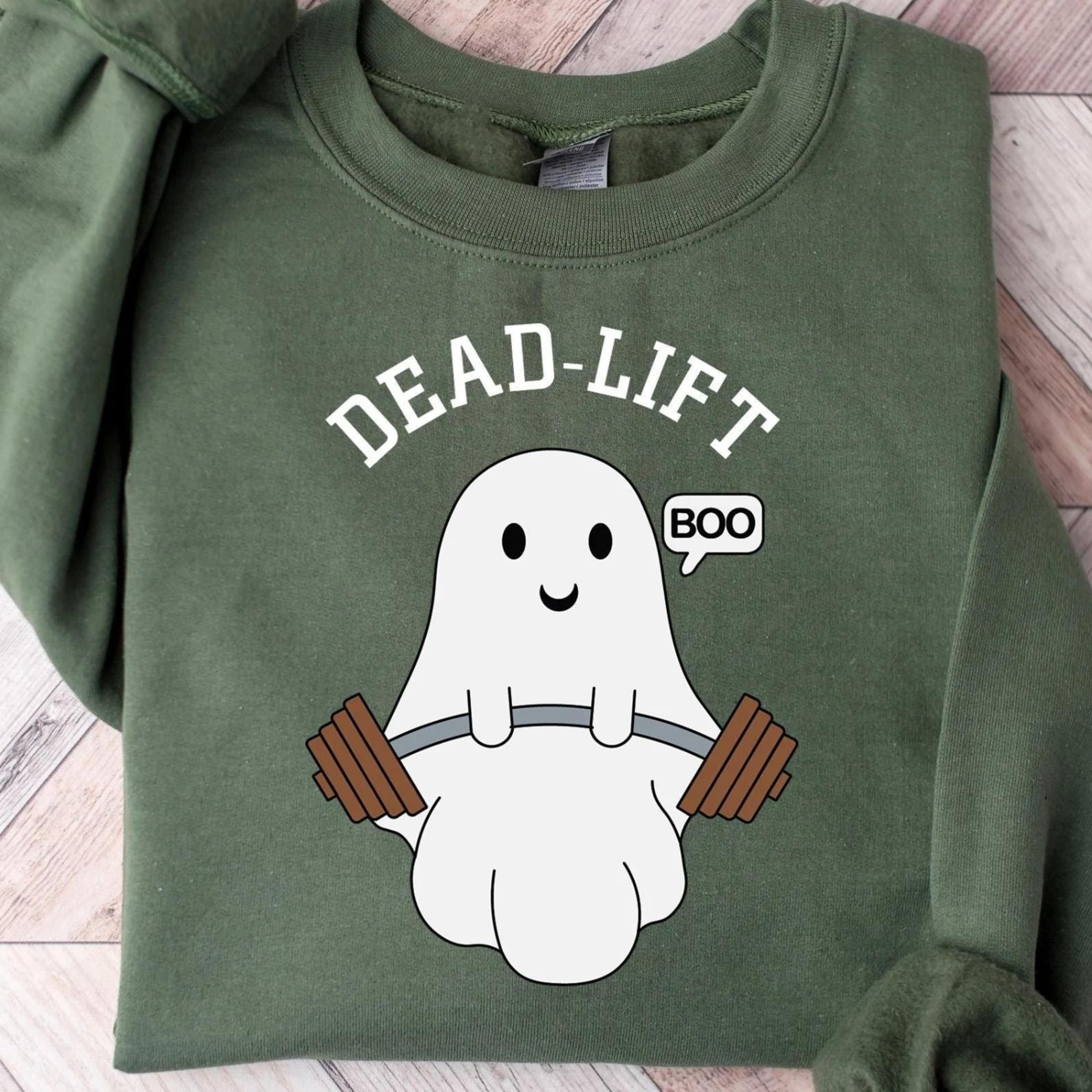 dead-lift sweatshirt, ghost deadlift tshirt, funny ghost hoodie, gym bro shirts, halloween gym sweatshirt