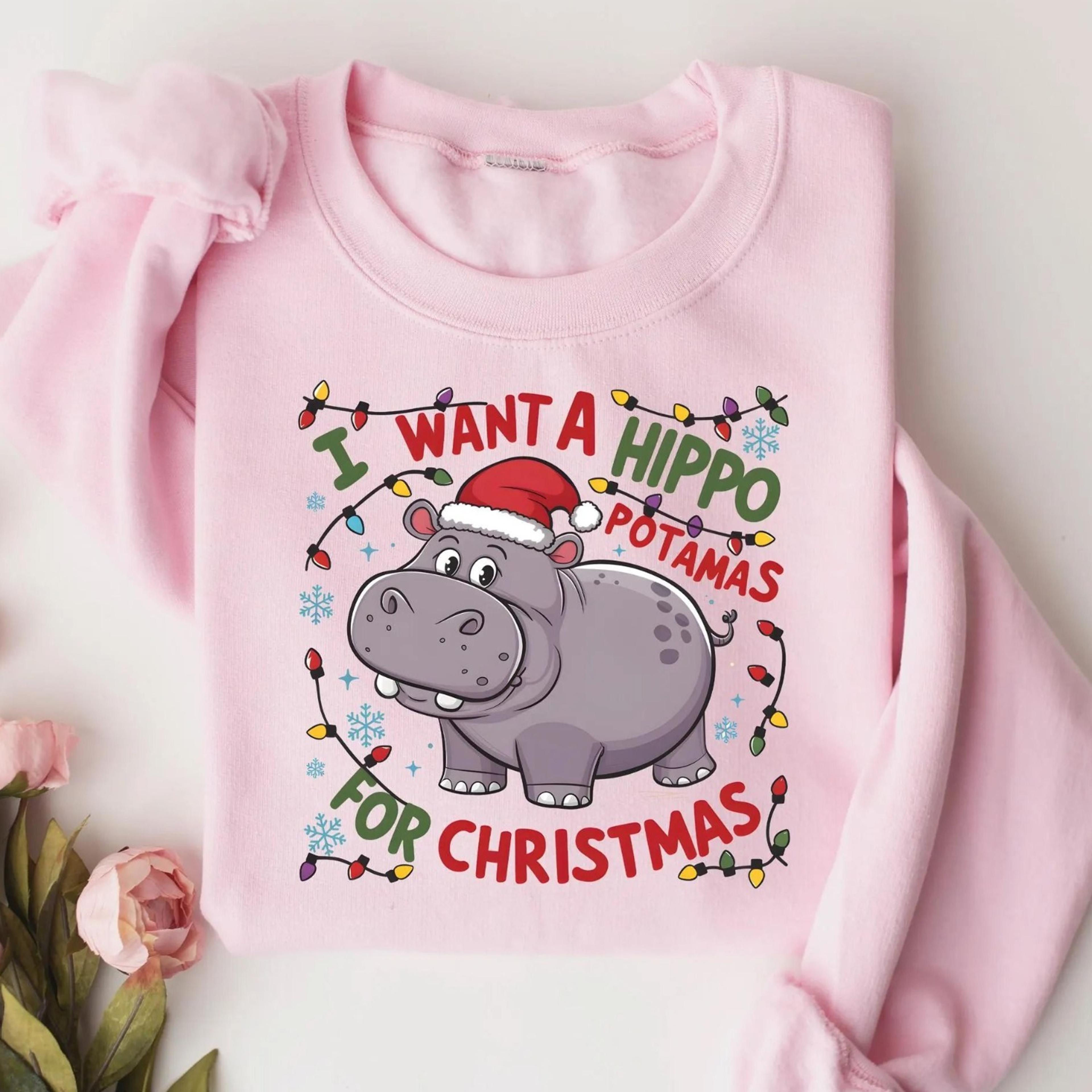i want a hippopotamus for christmas sweatshirt, hippo christmas lights tshirt, christmas hippopotamus sweater