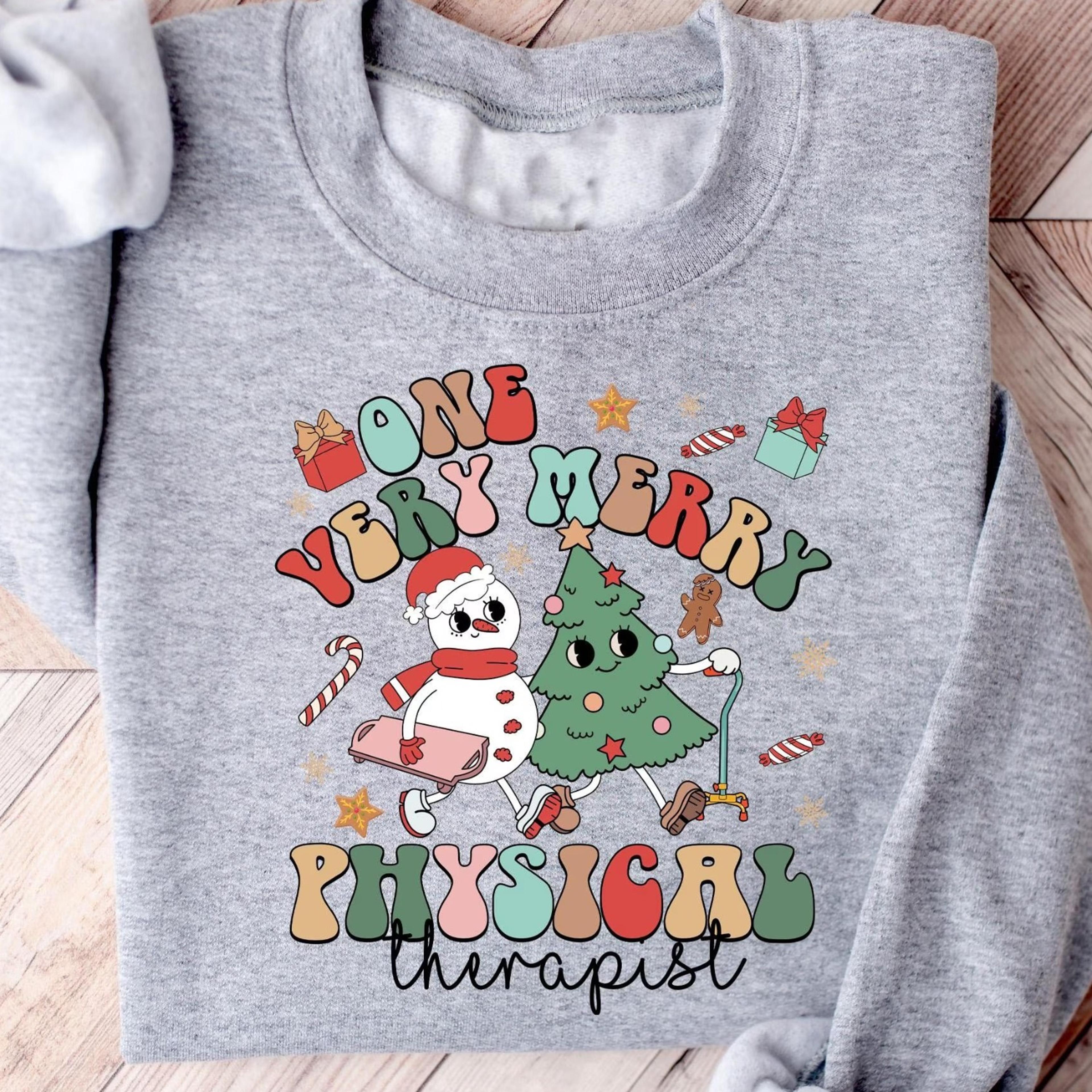pt christmas sweatshirt, very merry physical therapist shirt, physical therapy christmas tshirt, pt xmas gift