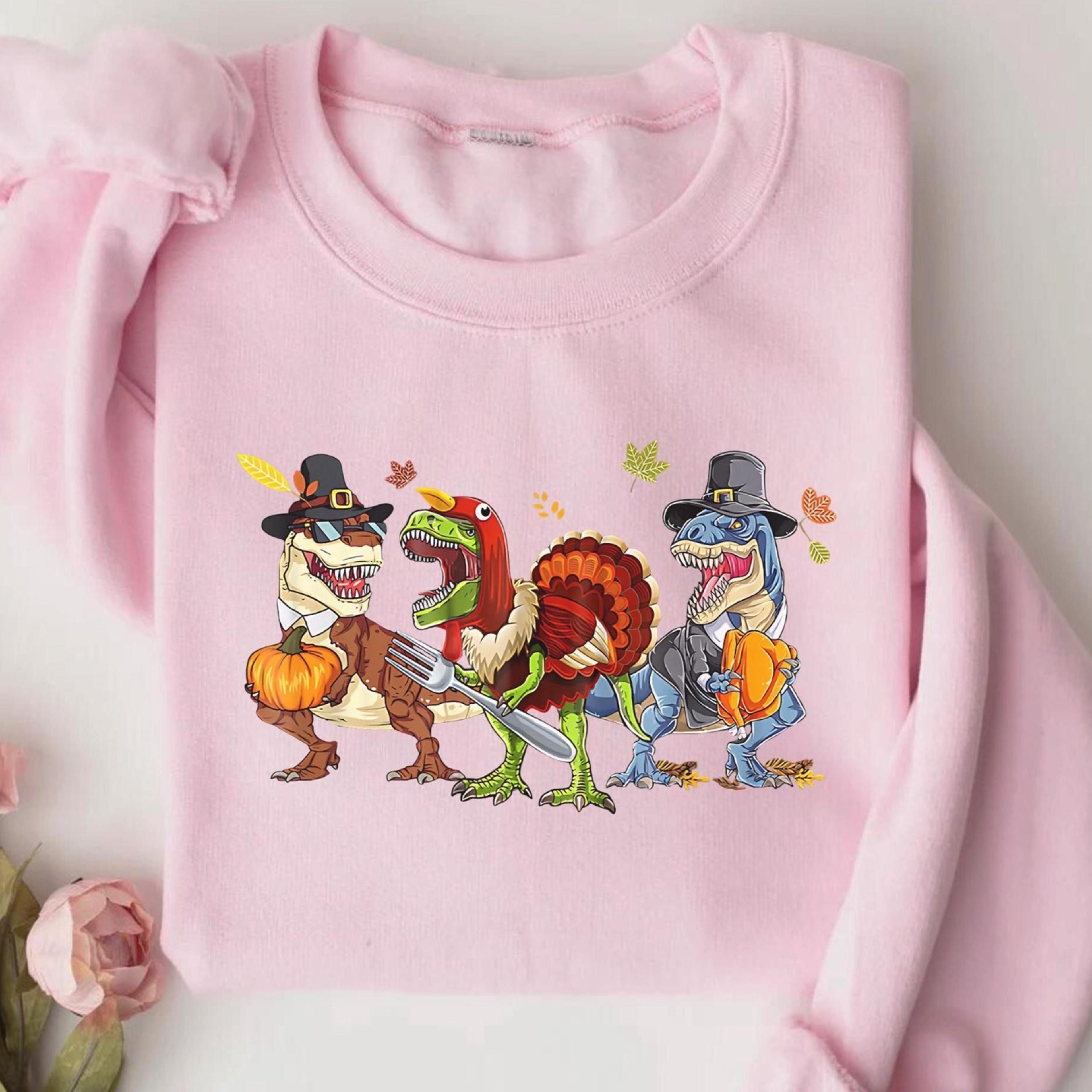 dinosaur thanksgiving sweatshirt, funny t rex thanksgiving shirt, fall dino hoodie, cute dinosaur christmas gift