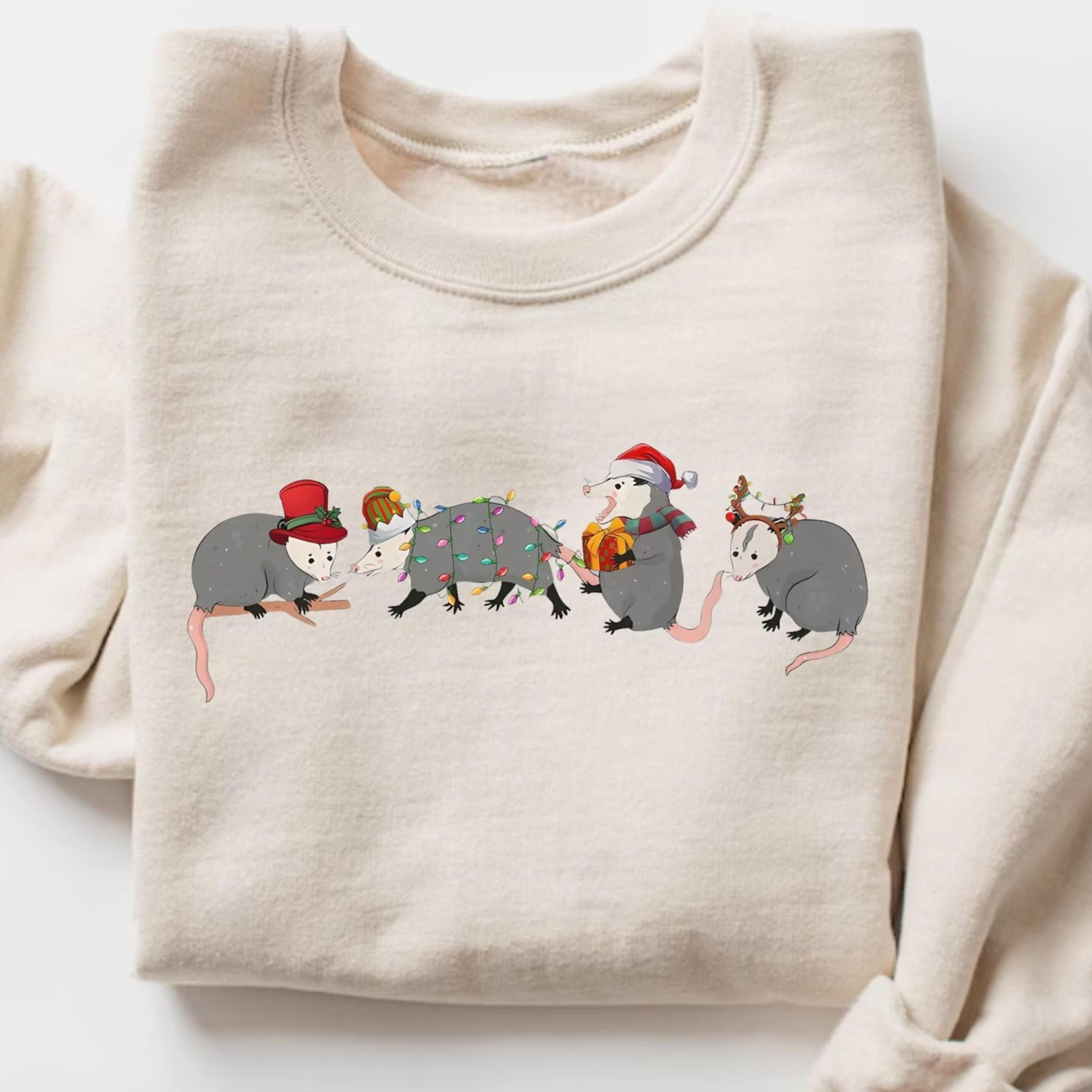 opossum christmas sweatshirt, funny possum lover xmas shirt, holiday animal hoodie, cute wildlife christmas gift