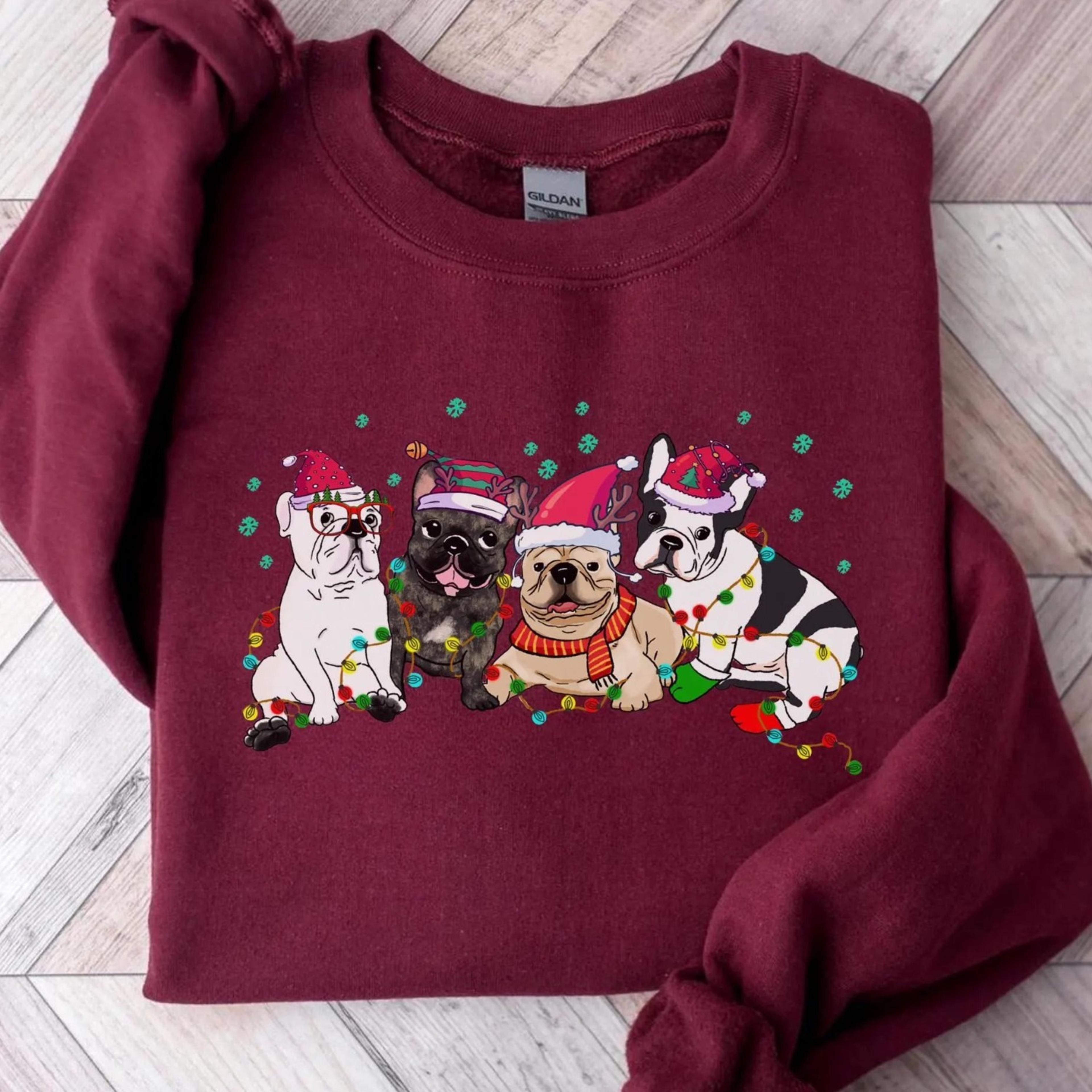 christmas french bulldog sweatshirt, christmas dog tee, french bulldog shirt, frenchie mom shirt, dog mom shirt