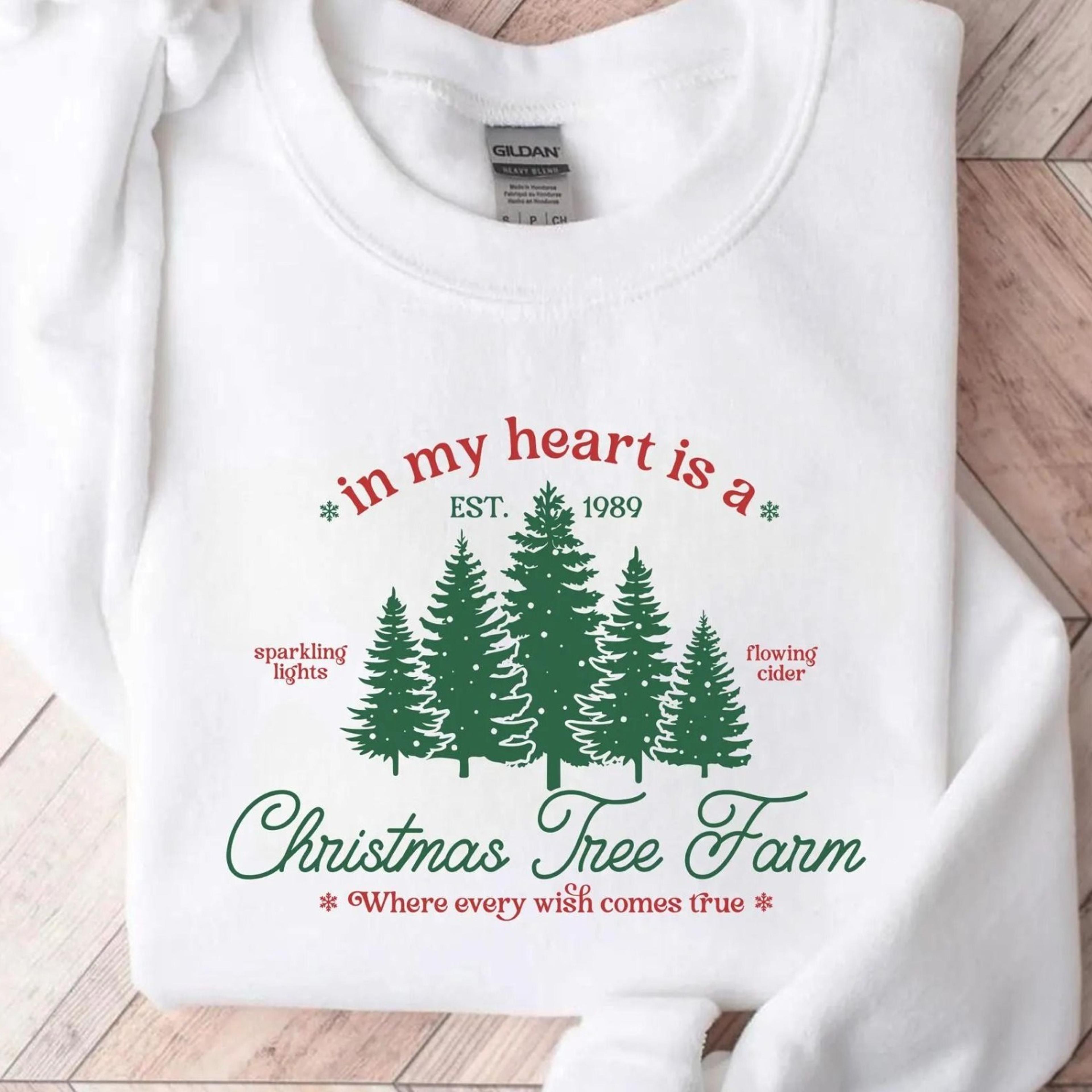 christmas tree farm sweatshirt, holiday tree lover xmas shirt, cute farm christmas hoodie, family holiday gift