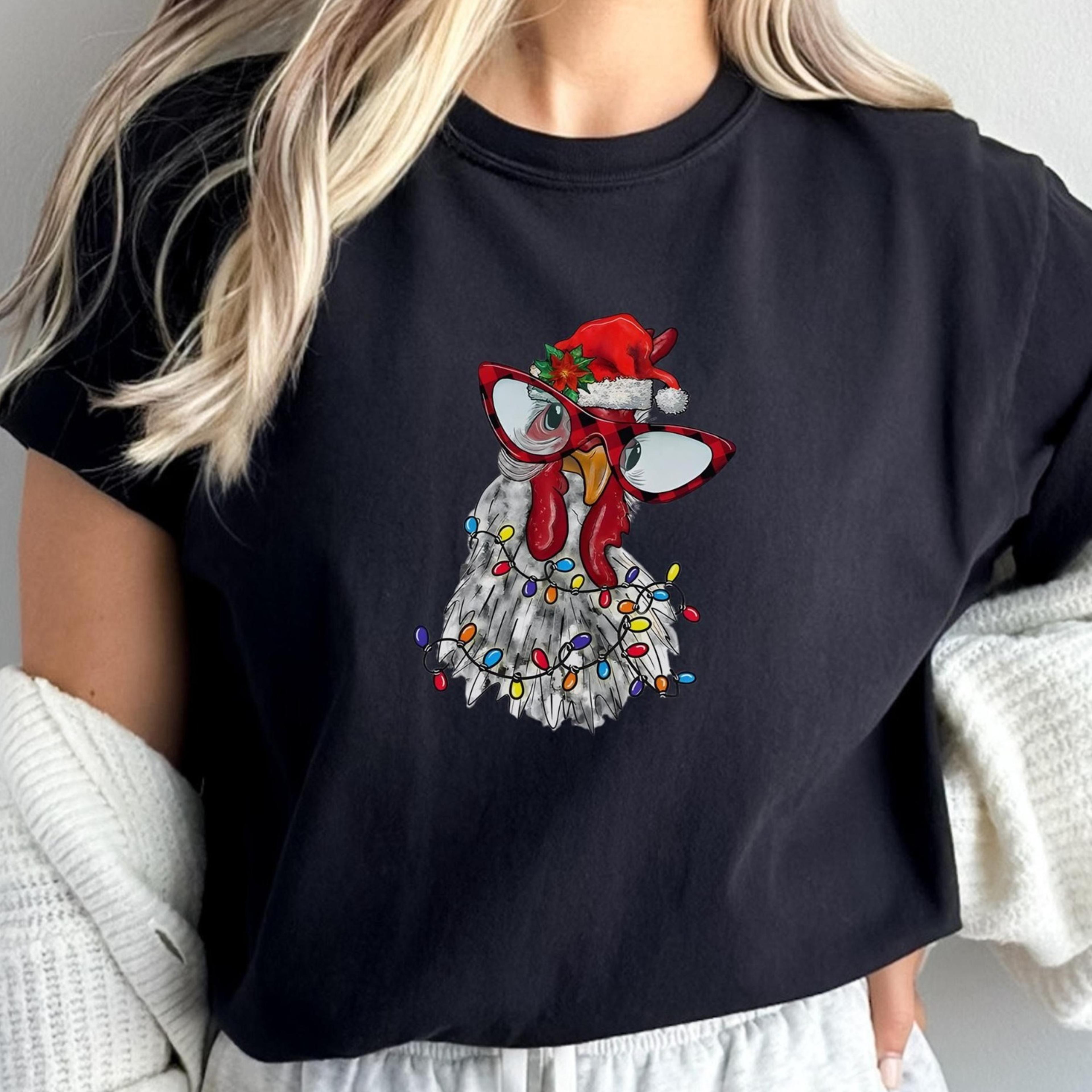funny chicken christmas sweatshirt, farmhouse holiday hen shirt, buffalo plaid chicken crewneck, country christmas gift