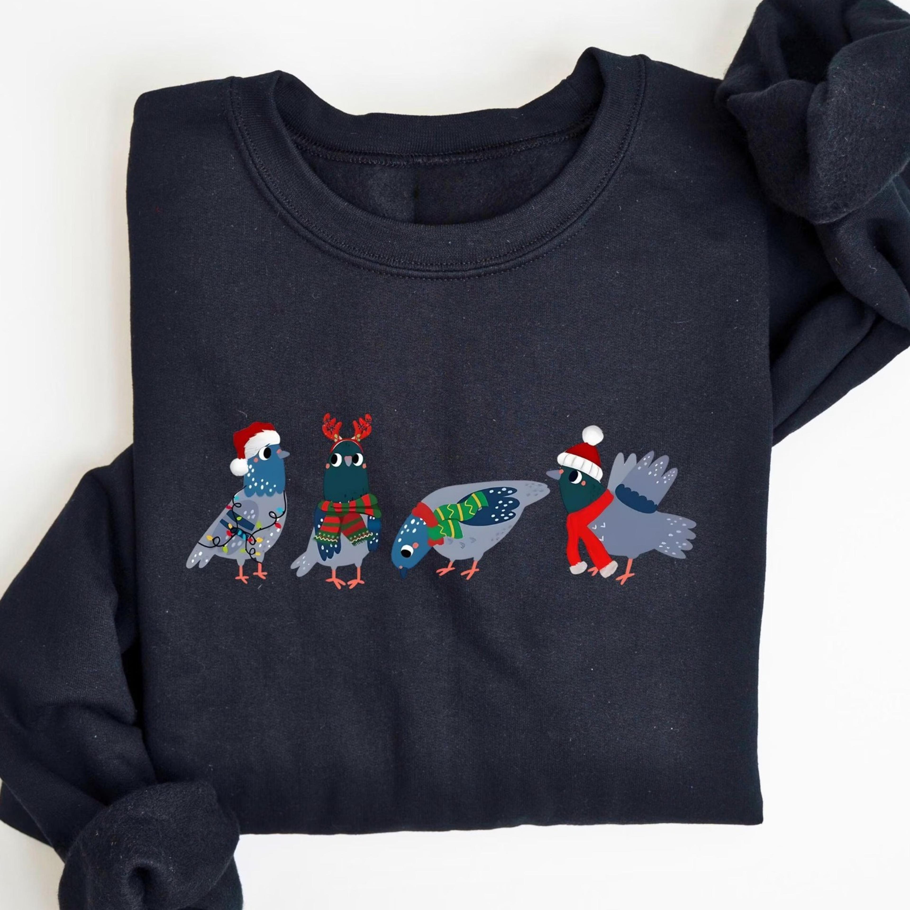 christmas pigeon sweatshirt, funny bird animal lover sweater, pigeon lover gift, winter bird shirt, pigeon gift