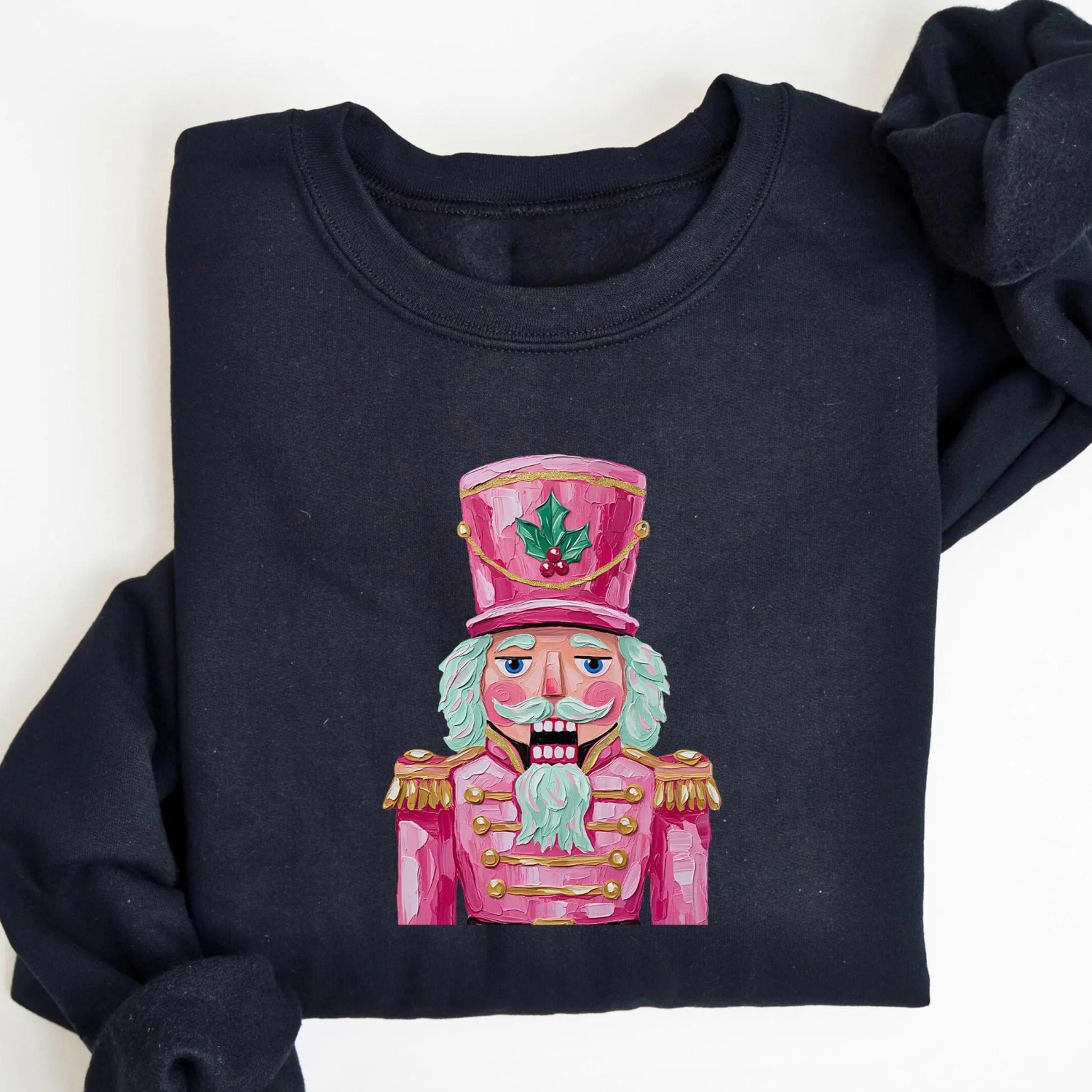 pink christmas sweatshirt, nutcracker gift hoodie, pink nutcracker xmas sweater, girly xmas shirt, cute christmas gift