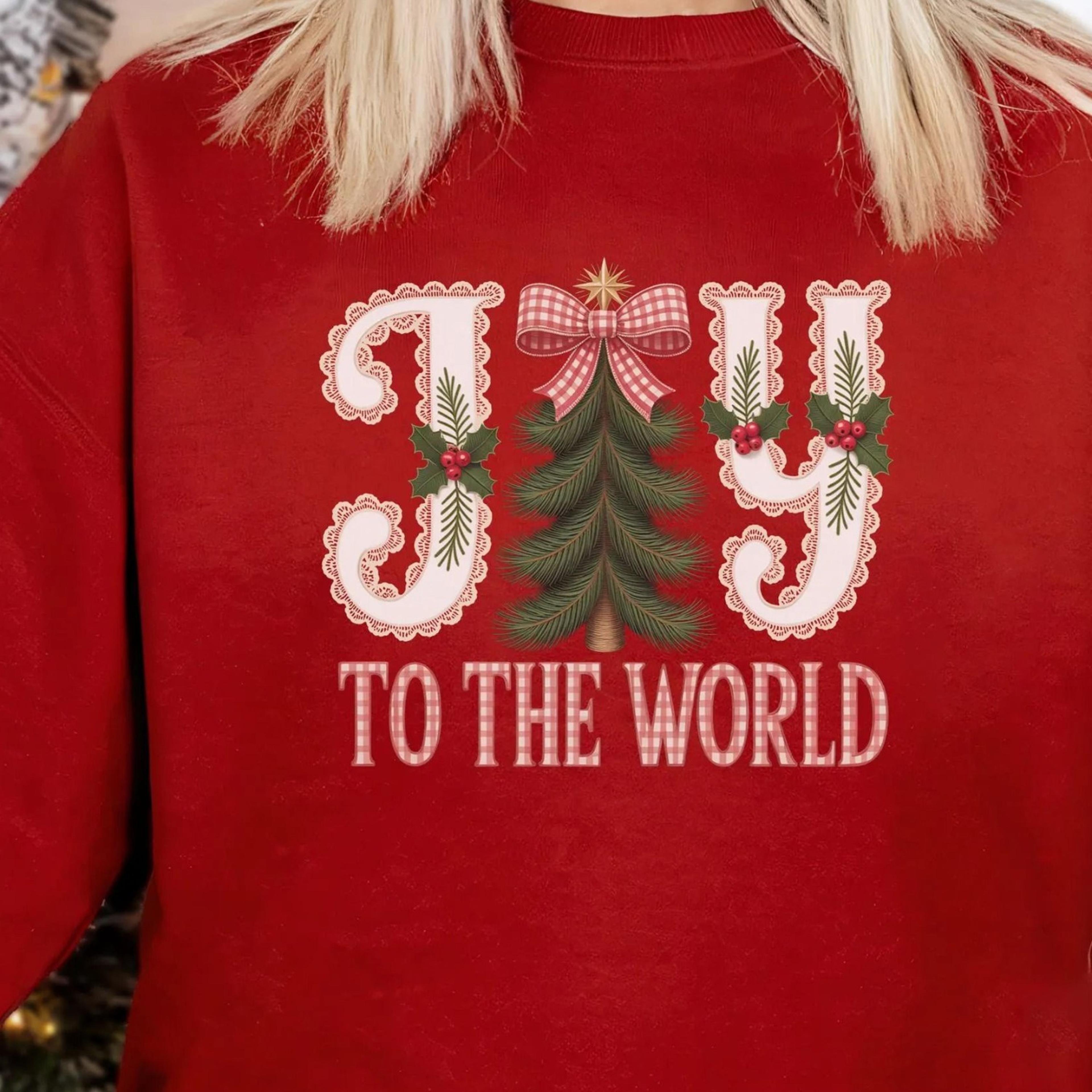 joy to the world sweatshirt, christian christmas shirt, christmas gifts for family, women xmas t shirt