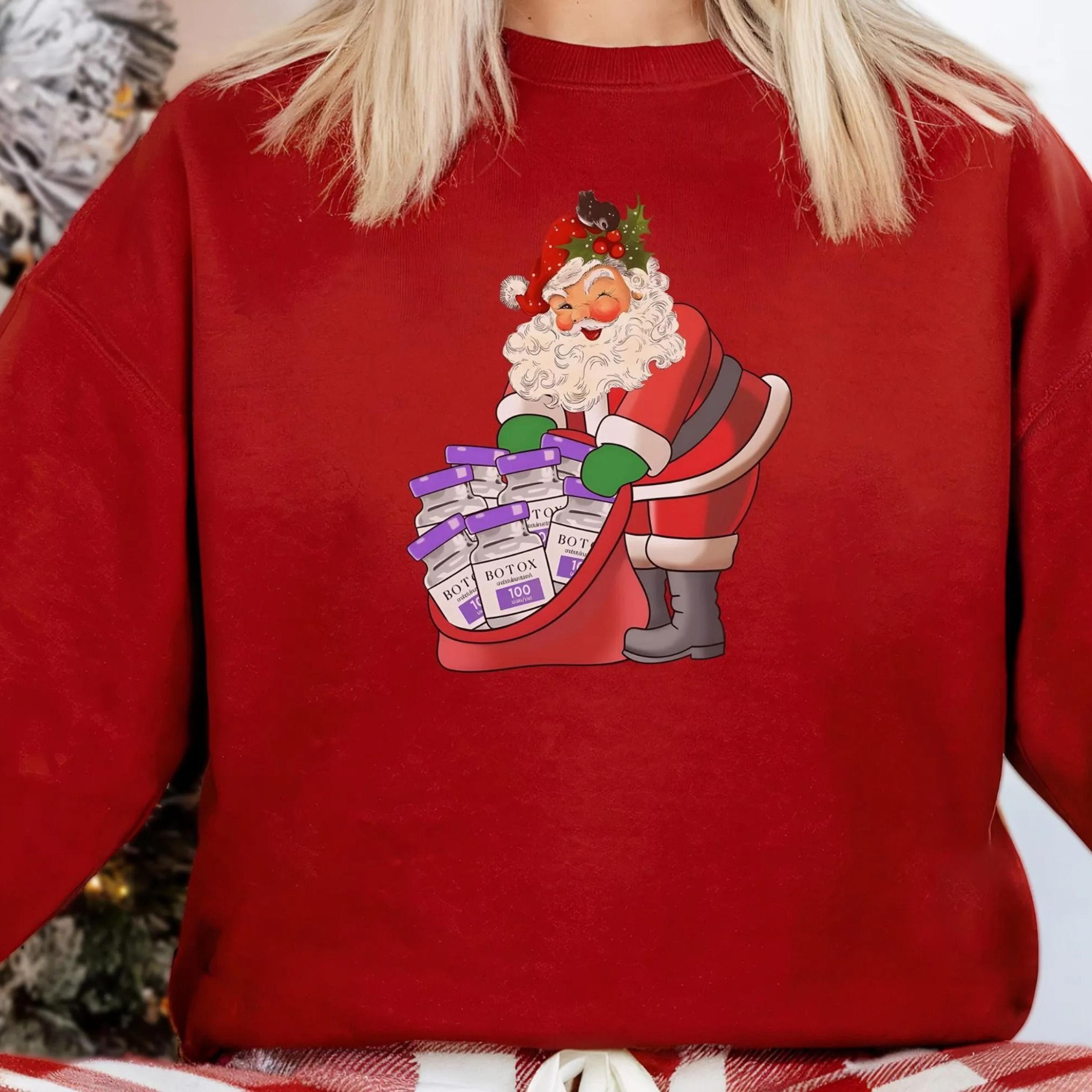 botox nurse christmas sweatshirt, aesthetic nurse injector, cosmetic nurse santa sweater, xmas nurse t shirt