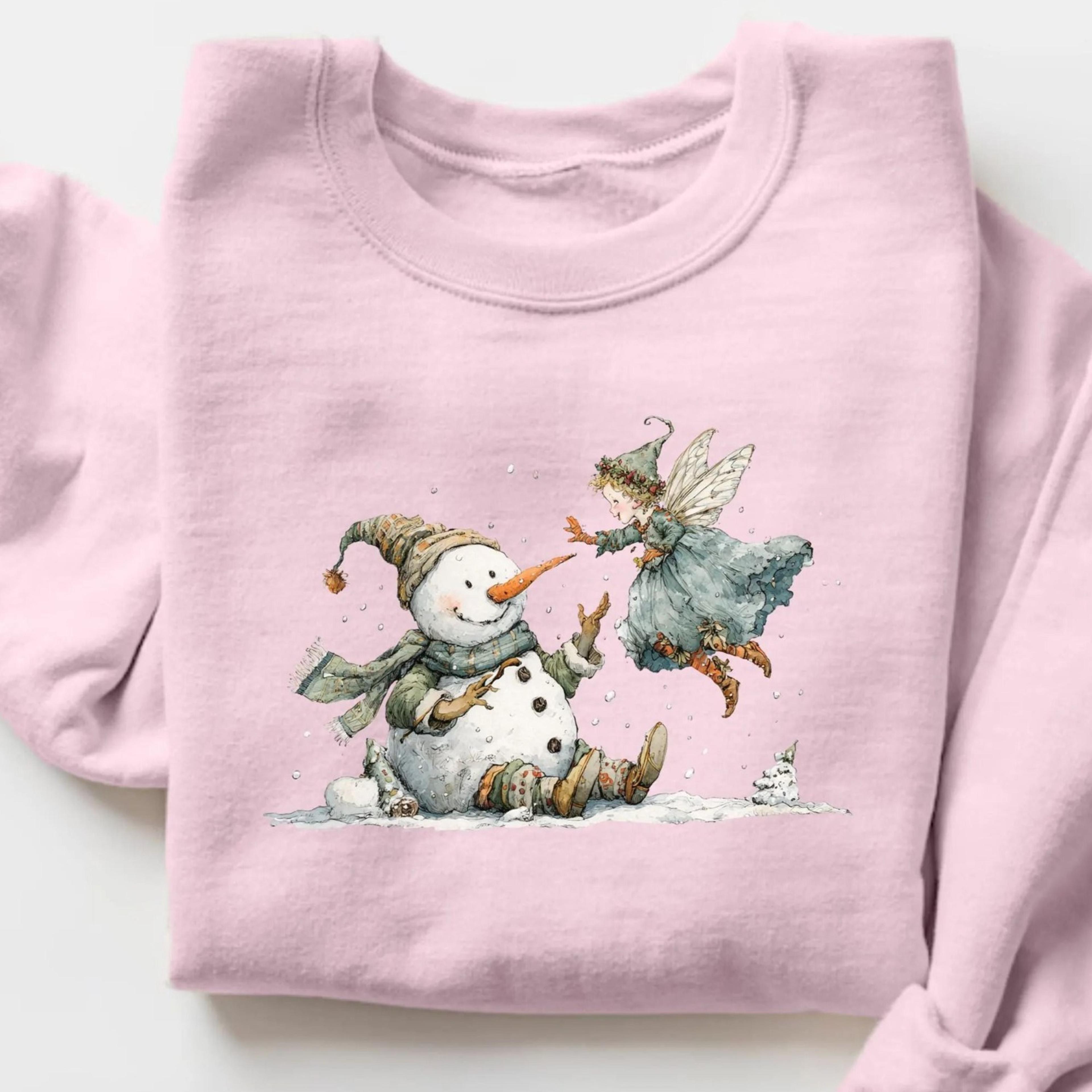 snowman christmas shirt, fairy christmas sweatshirt, magical xmas shirt, christmas shirt for women
