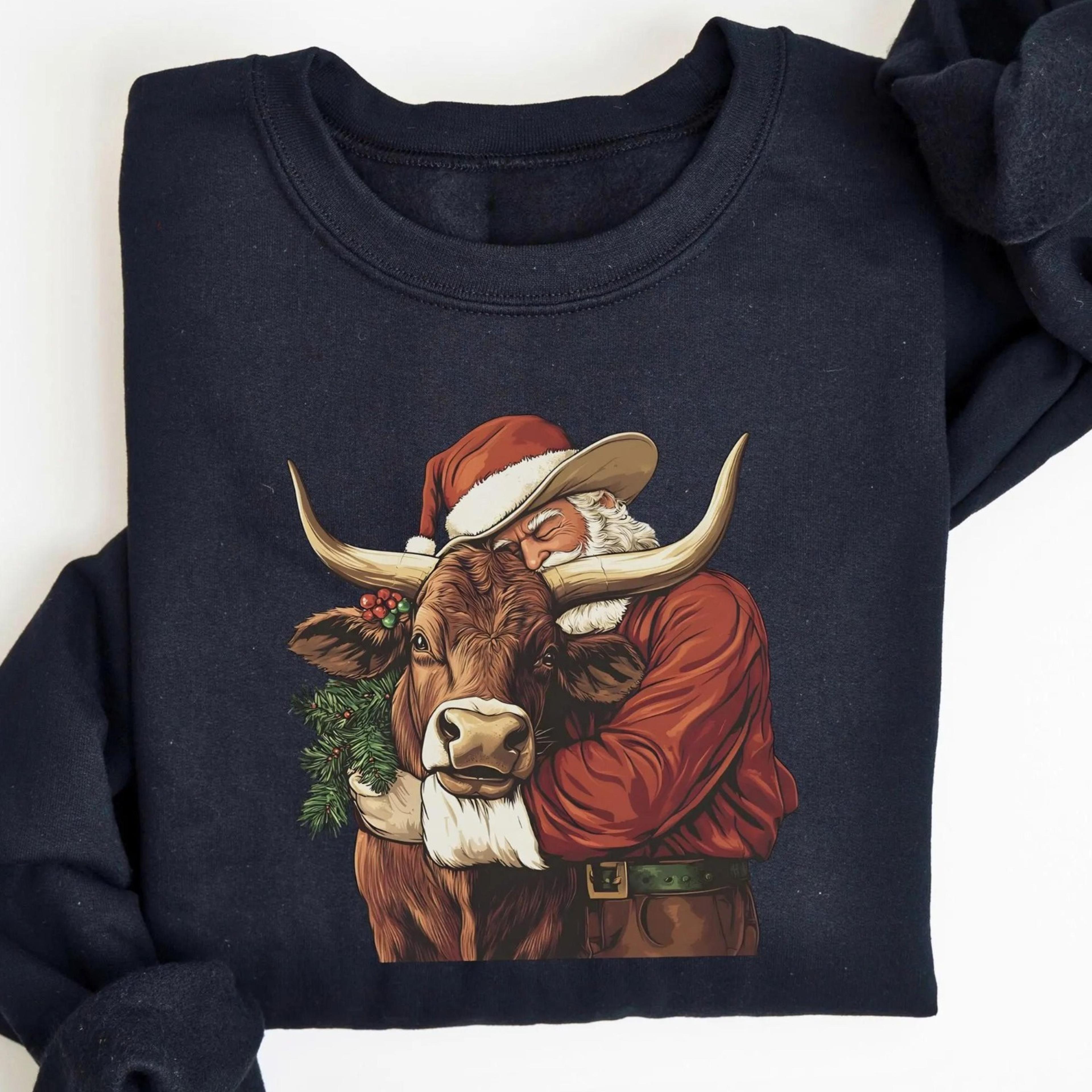 cowboy santa western christmas sweater, vintage country christmas shirt, howdy christmas t-shirt, cowgirl gift