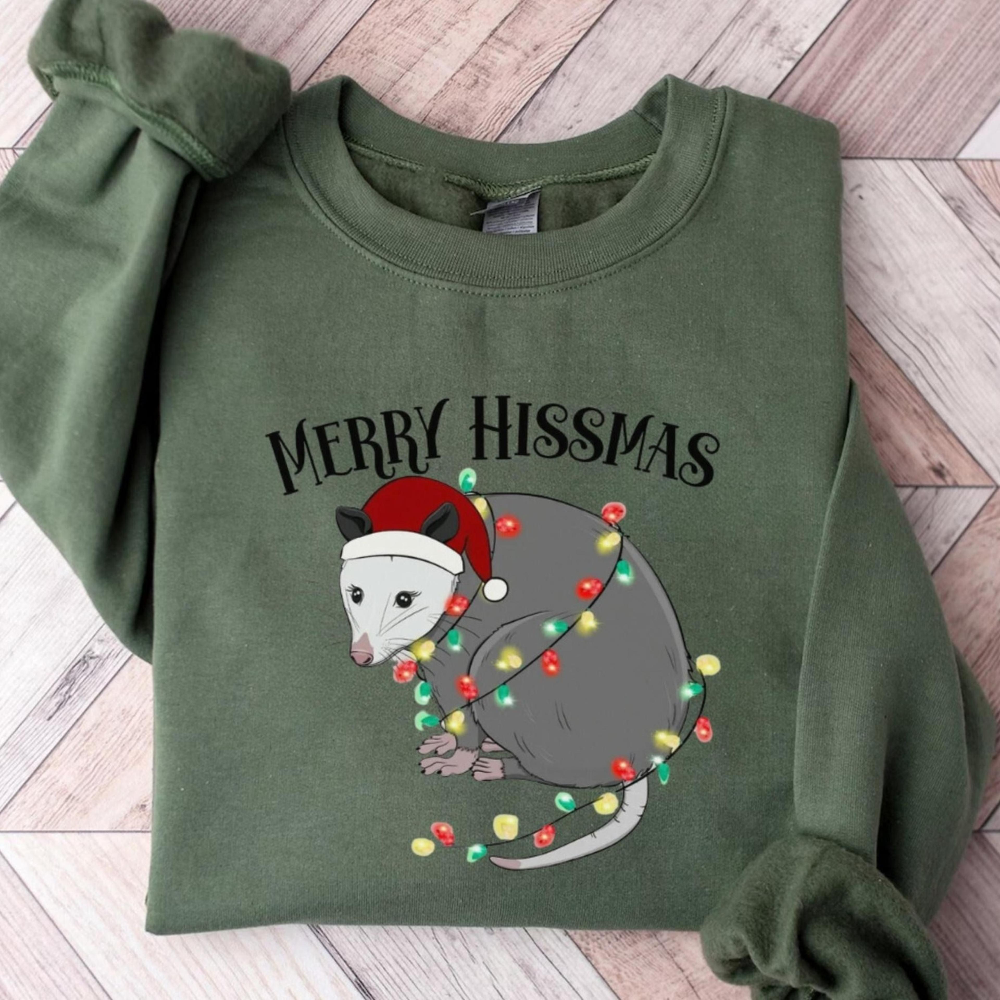 merry hissmas possum sweatshirt, funny opossum xmas t-shirt, christmas hoodie with lights, ugly holiday sweater