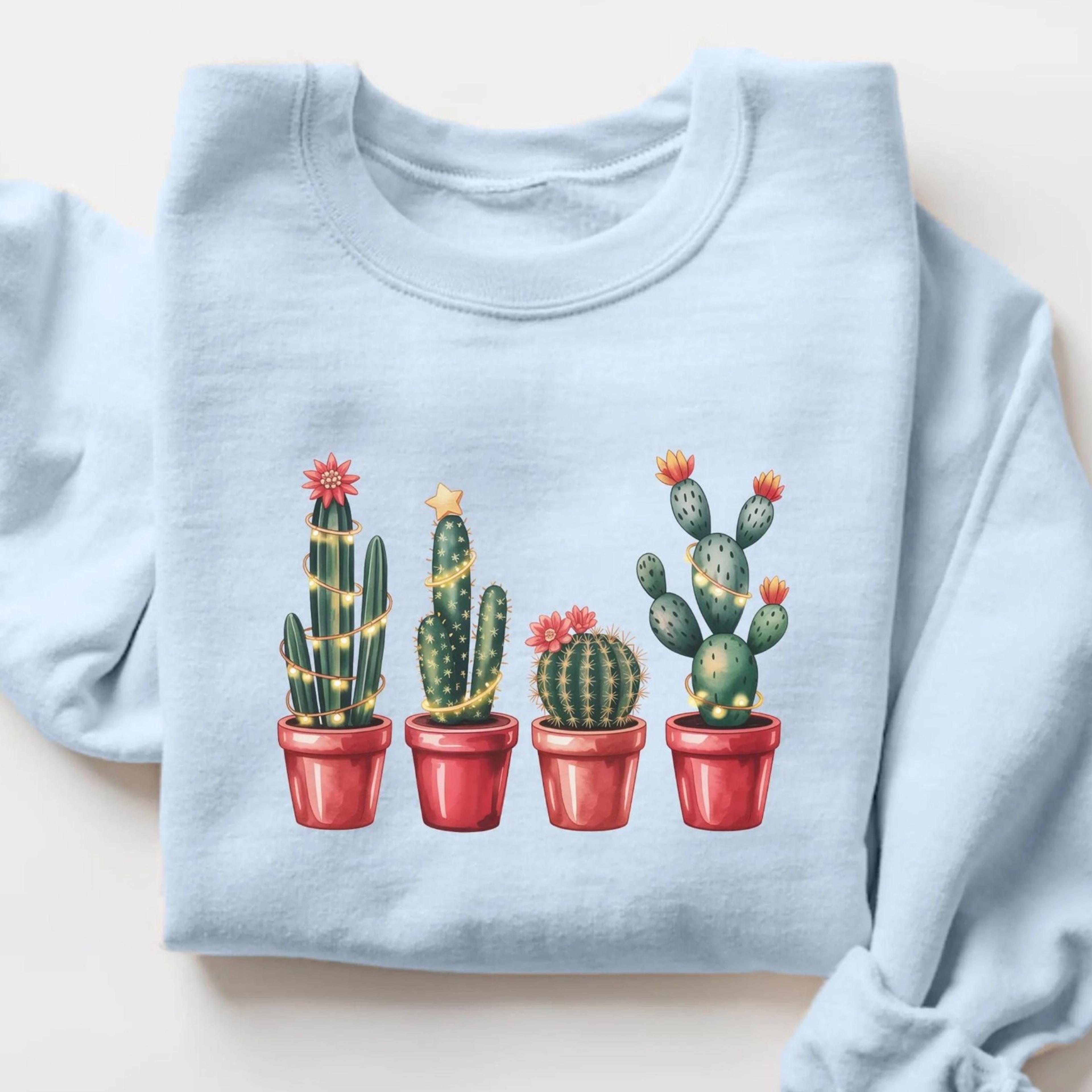 christmas cactus sweatshirt, cactus lover gift, christmas