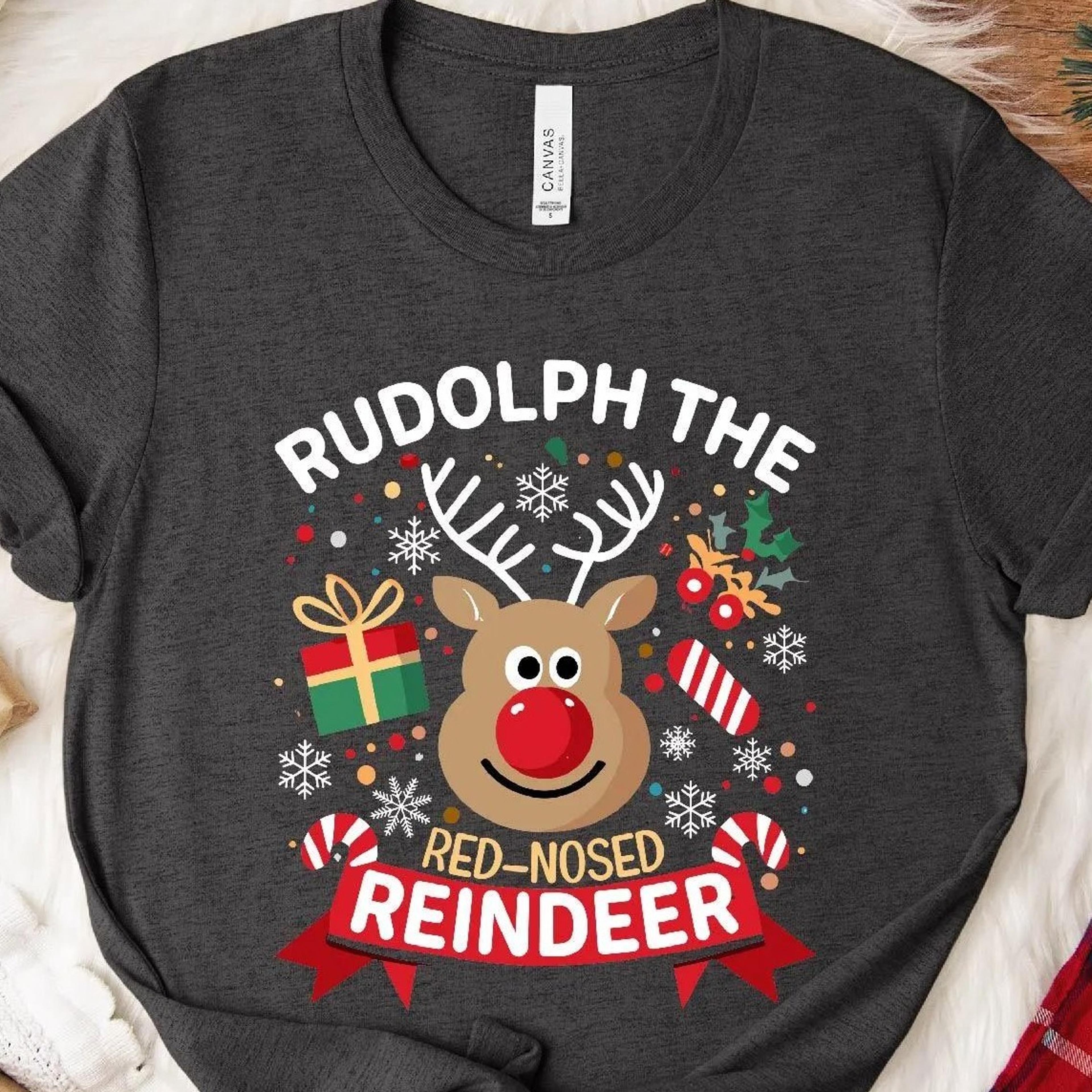rudolph reindeer christmas sweatshirt unisex holiday party sweater