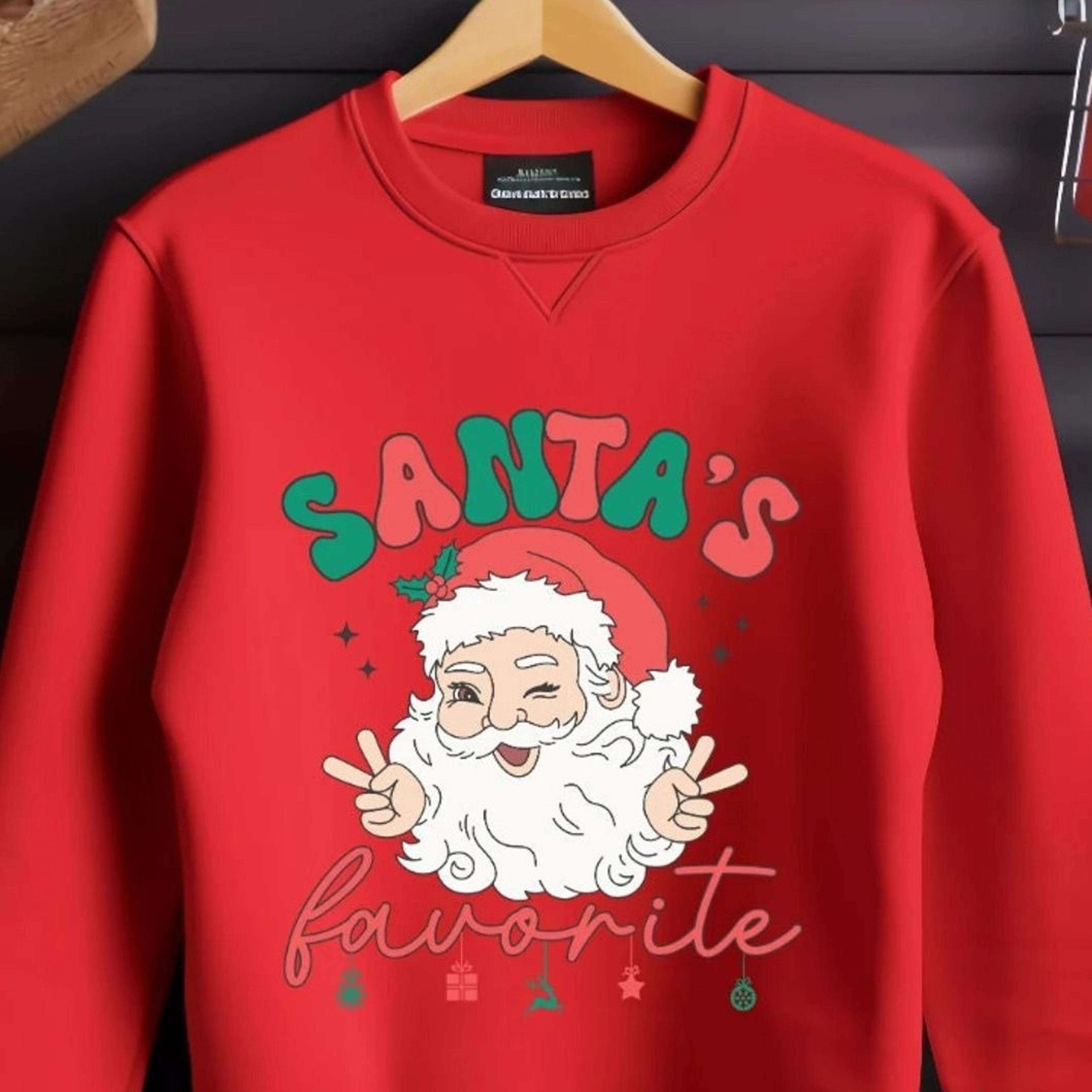 santa's favorite sweatshirt, christmas family shirt