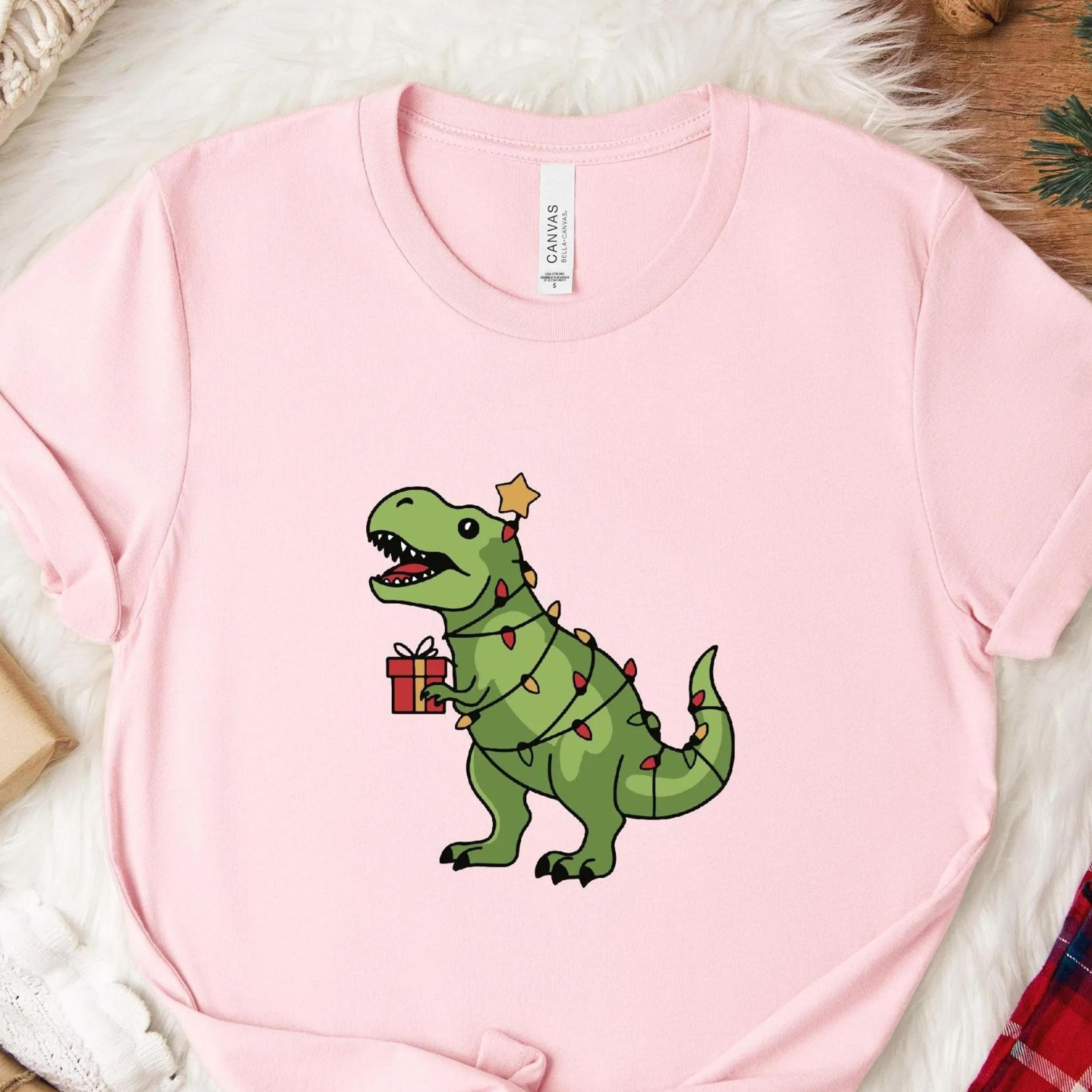 christmas t-rex t-shirt festive dino holiday tee