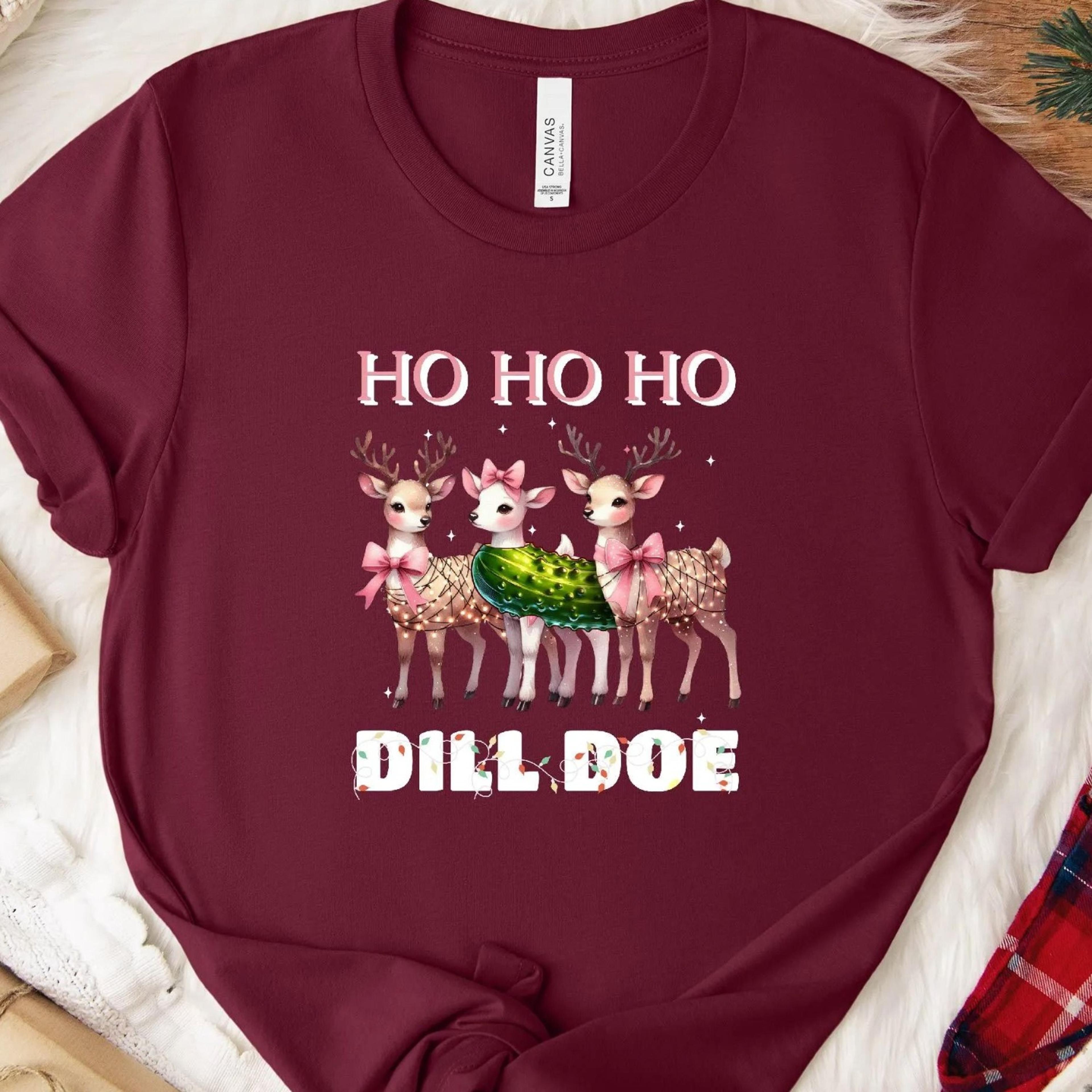 ho ho ho dill doe christmas t-shirt - festive reindeer tee