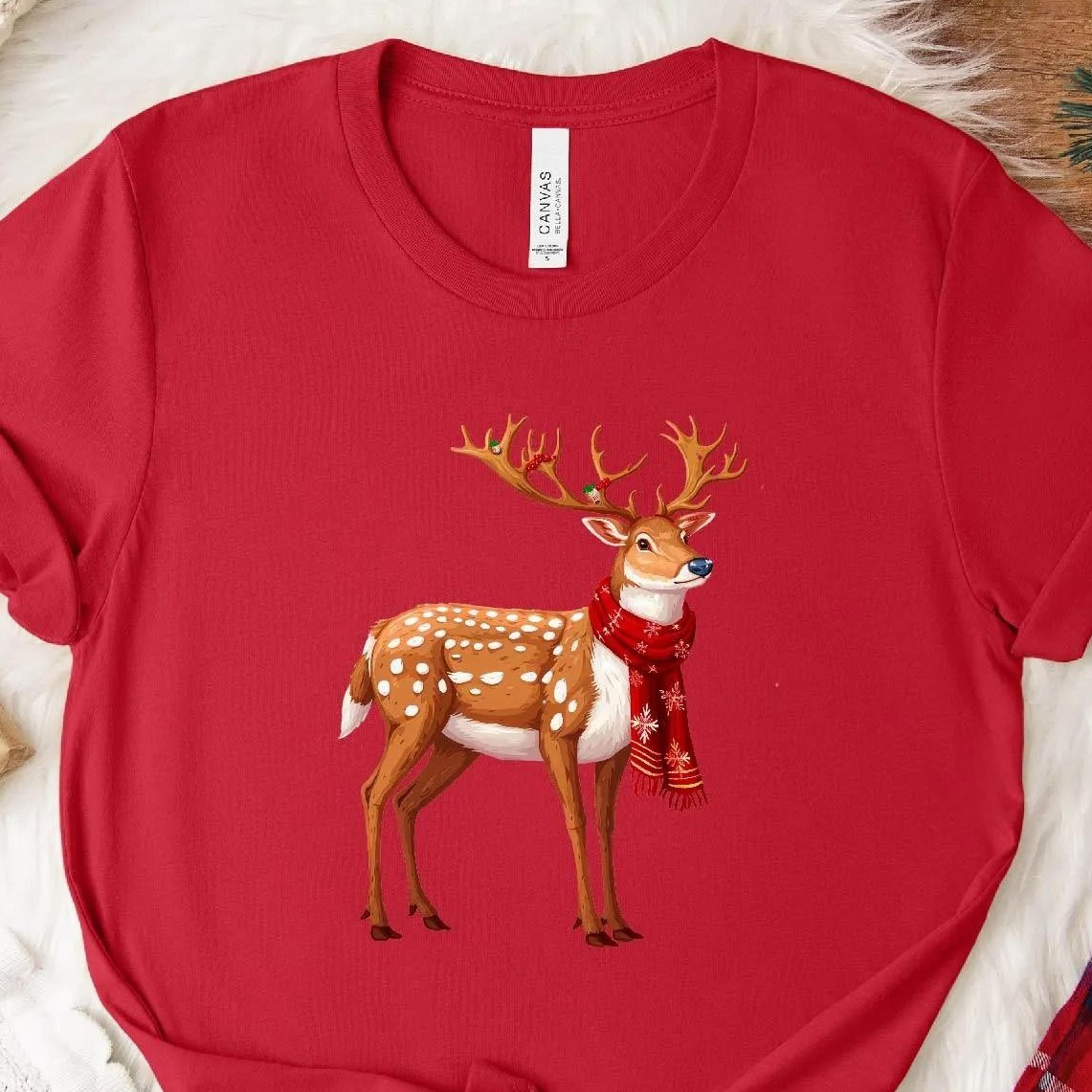 vintage reindeer sweatshirt folk art christmas stag crewneck