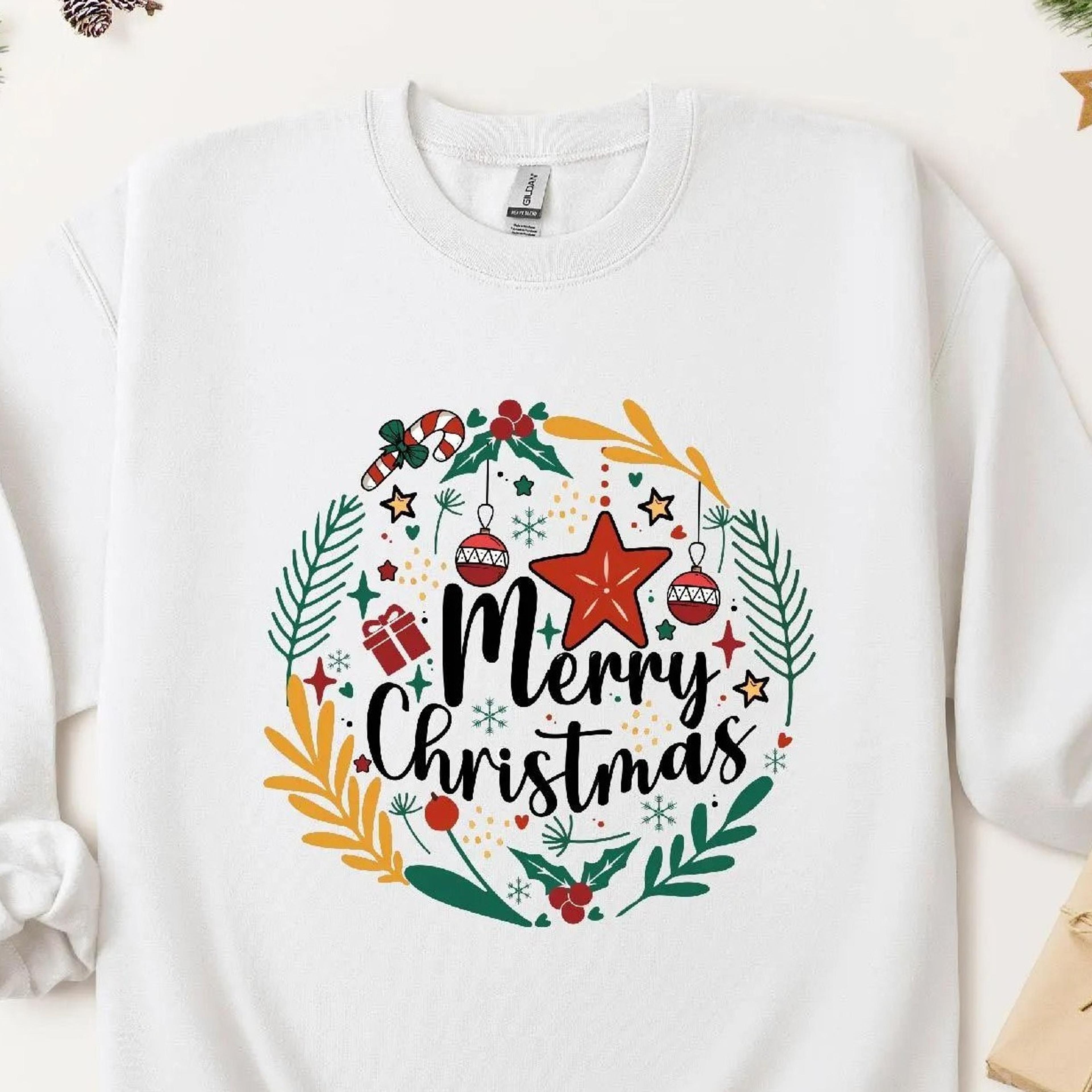 merry christmas wreath t-shirt festive holiday tee