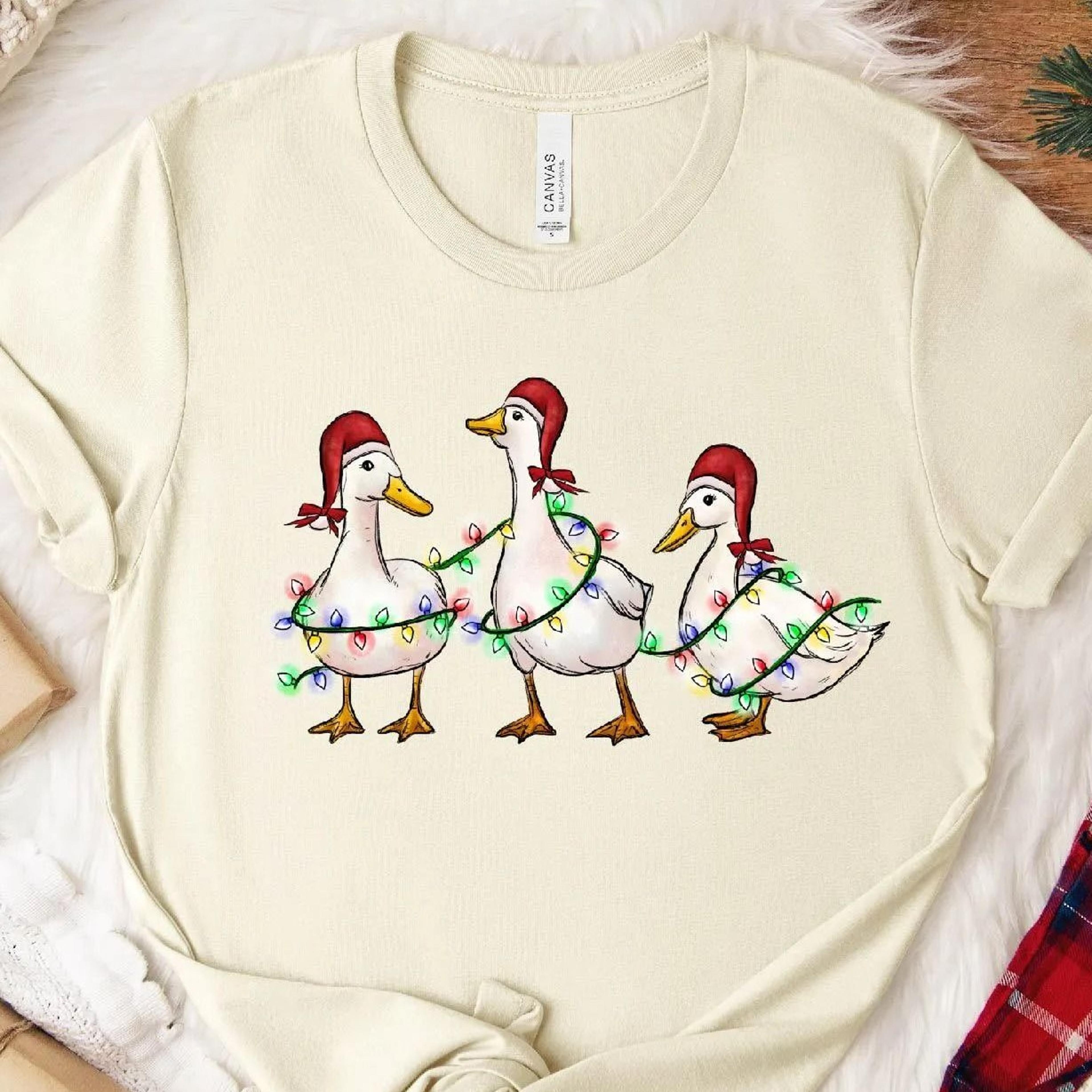 christmas duck lights sweatshirt funny holiday sweater