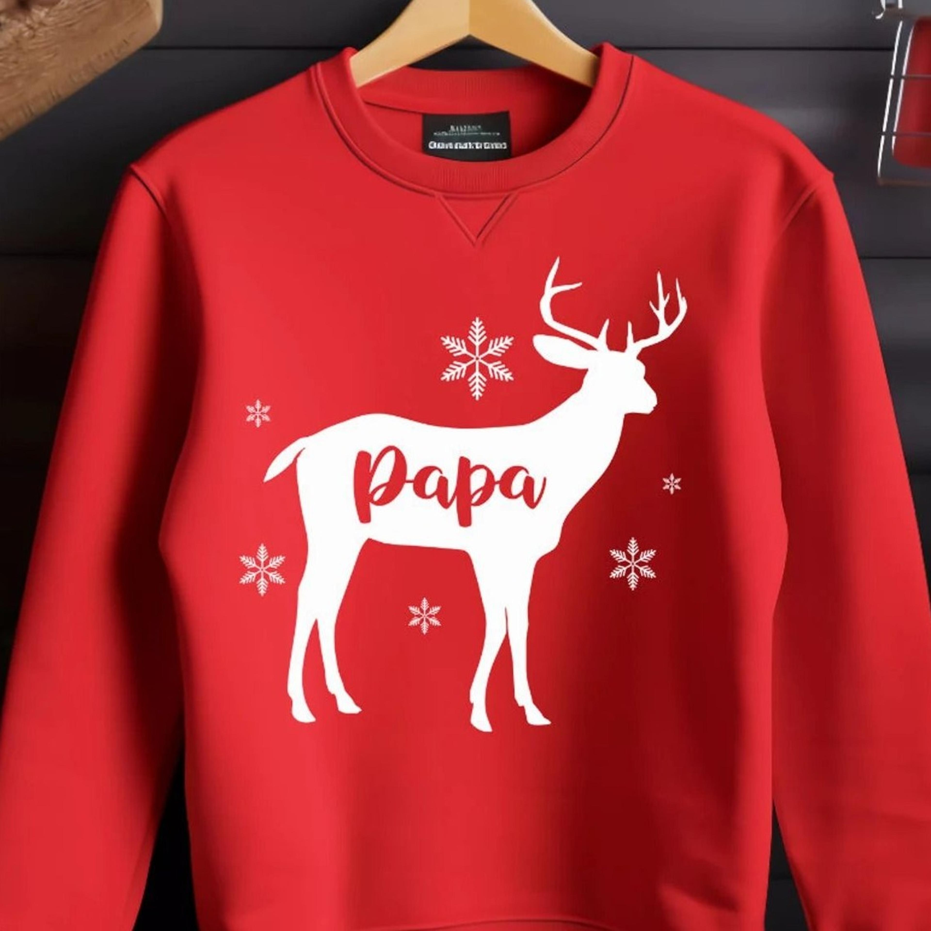 matching family christmas sweatshirt papa reindeer tee