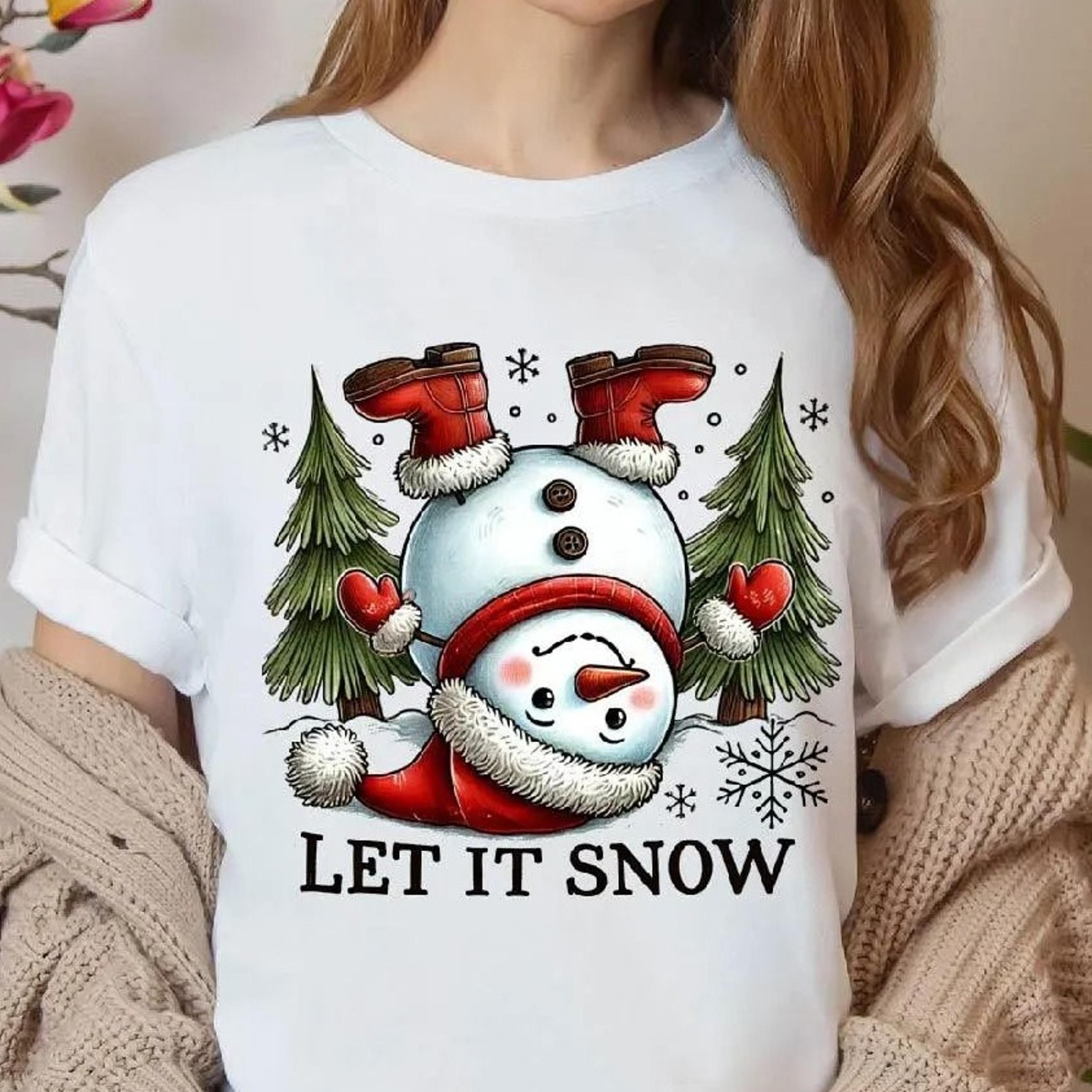 snowman christmas sweatshirt 'let it snow holiday crewneck