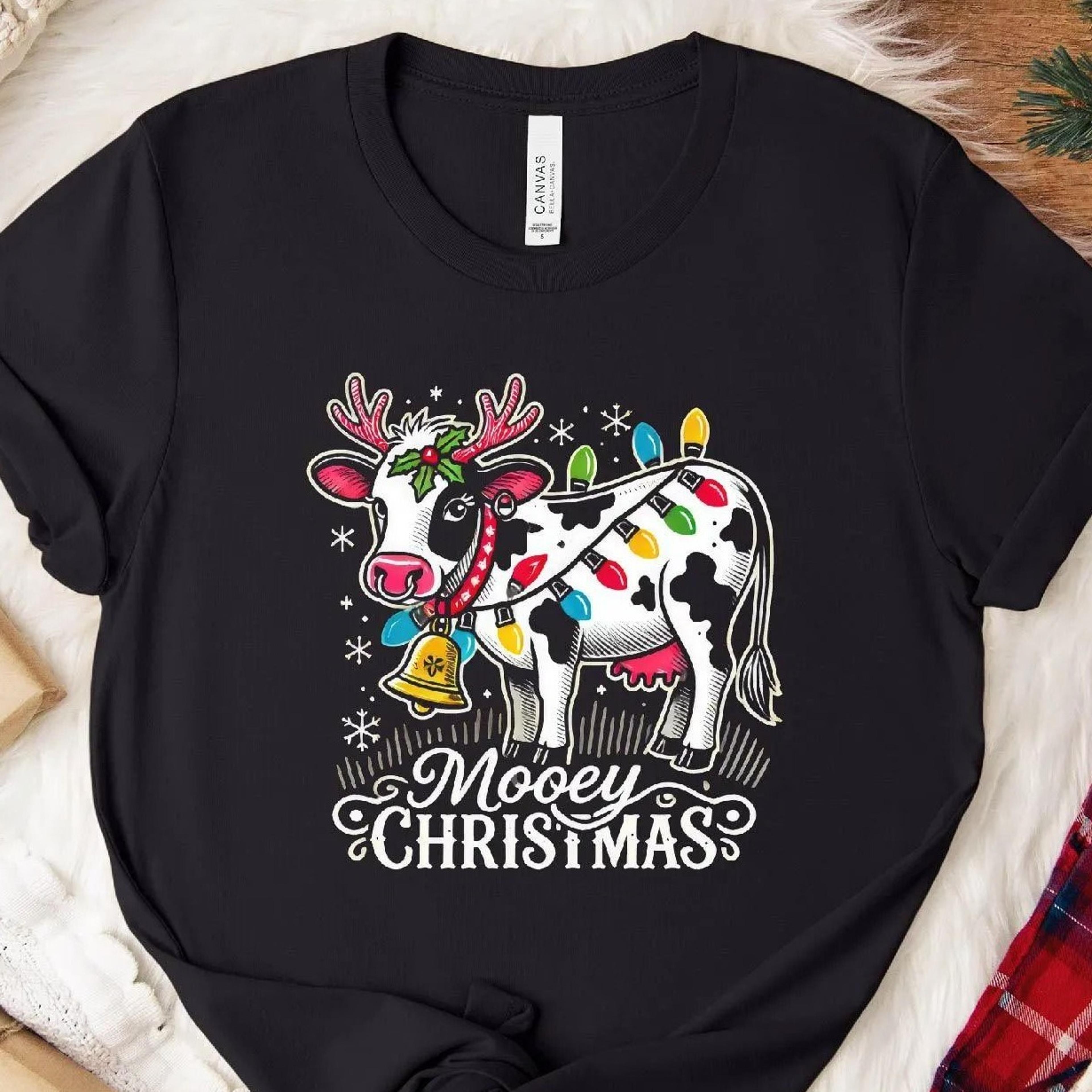 mooey christmas cow sweatshirt funny farm holiday crewneck