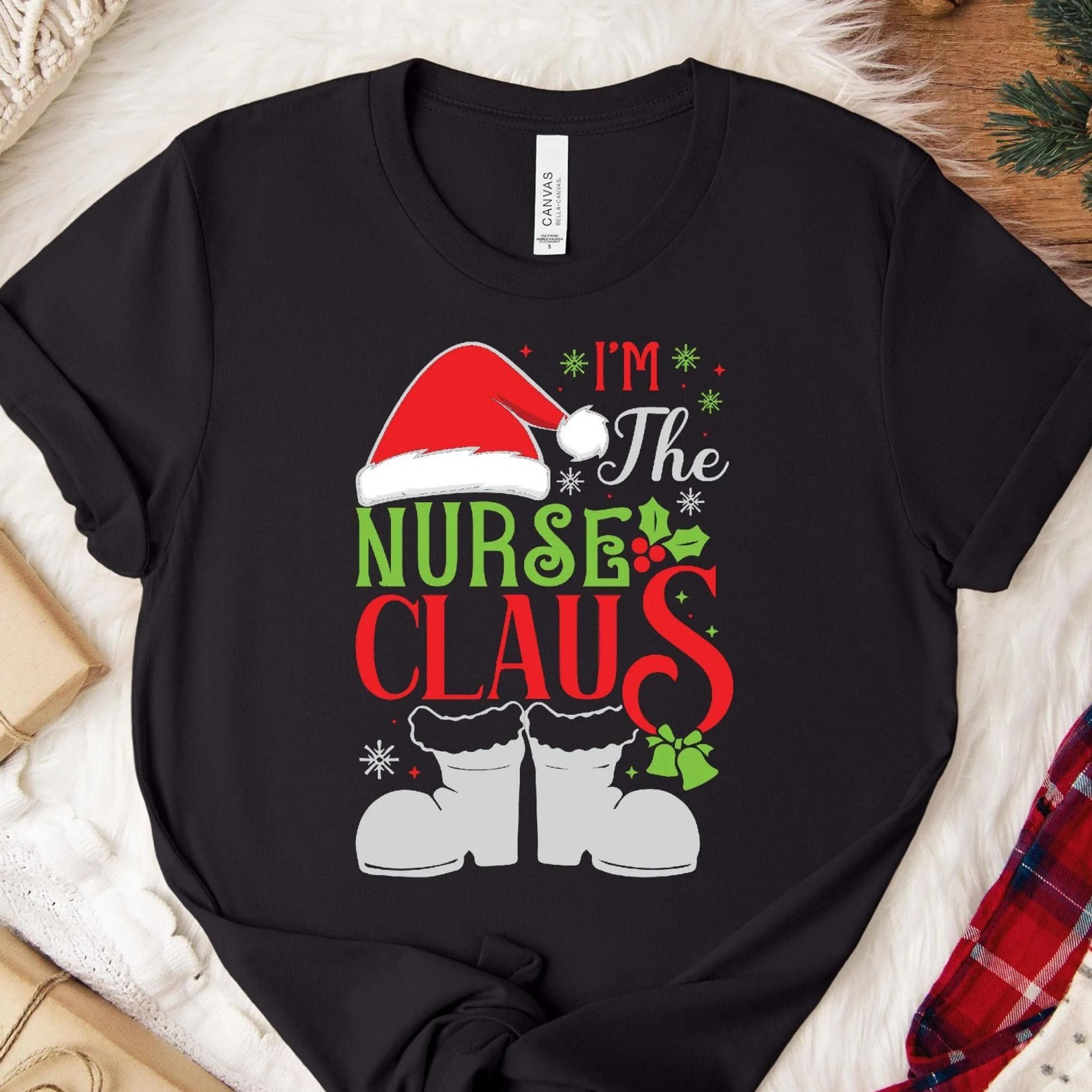 nurse claus christmas t-shirt soft cotton holiday tee