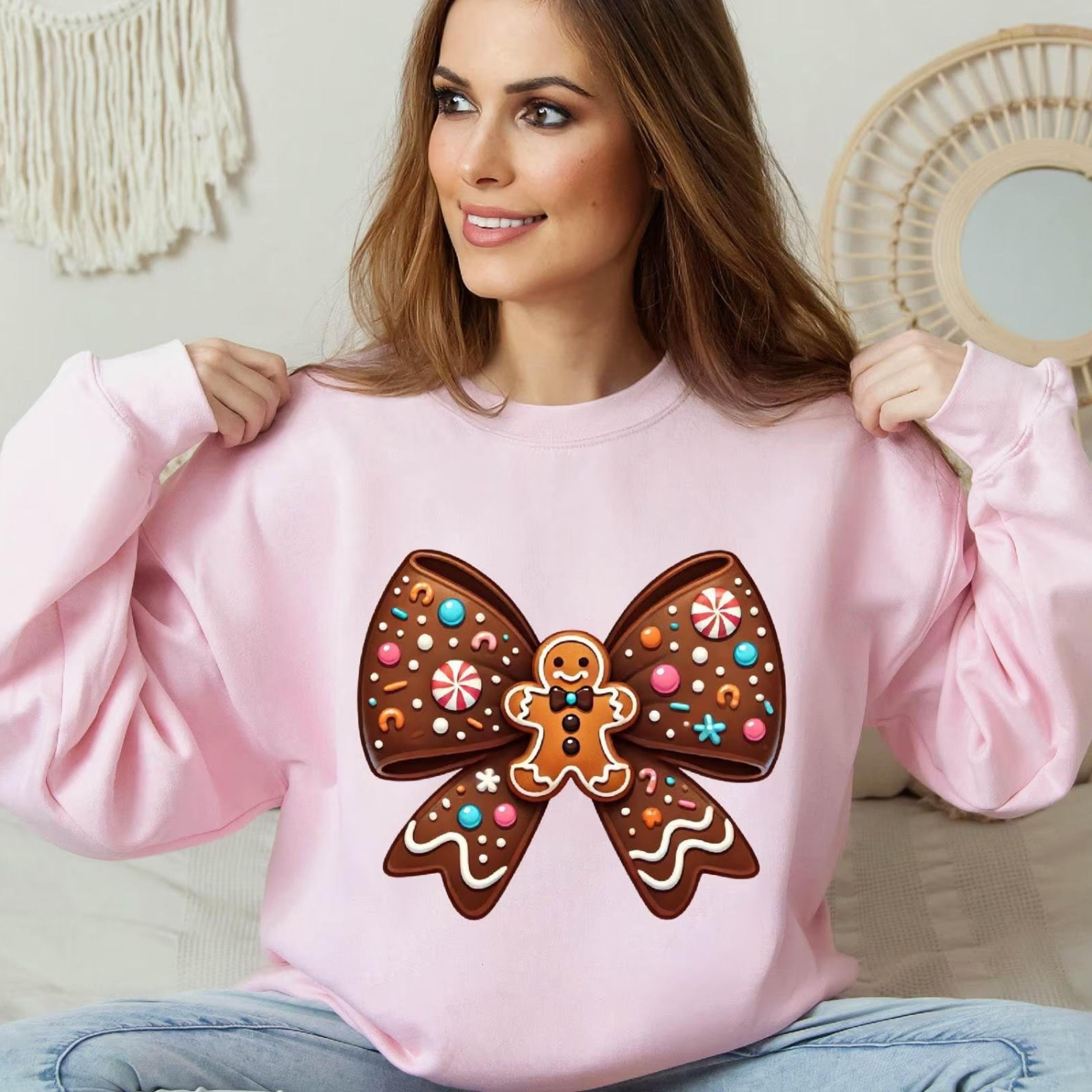 gingerbread bow christmas shirt coquette holiday sweater