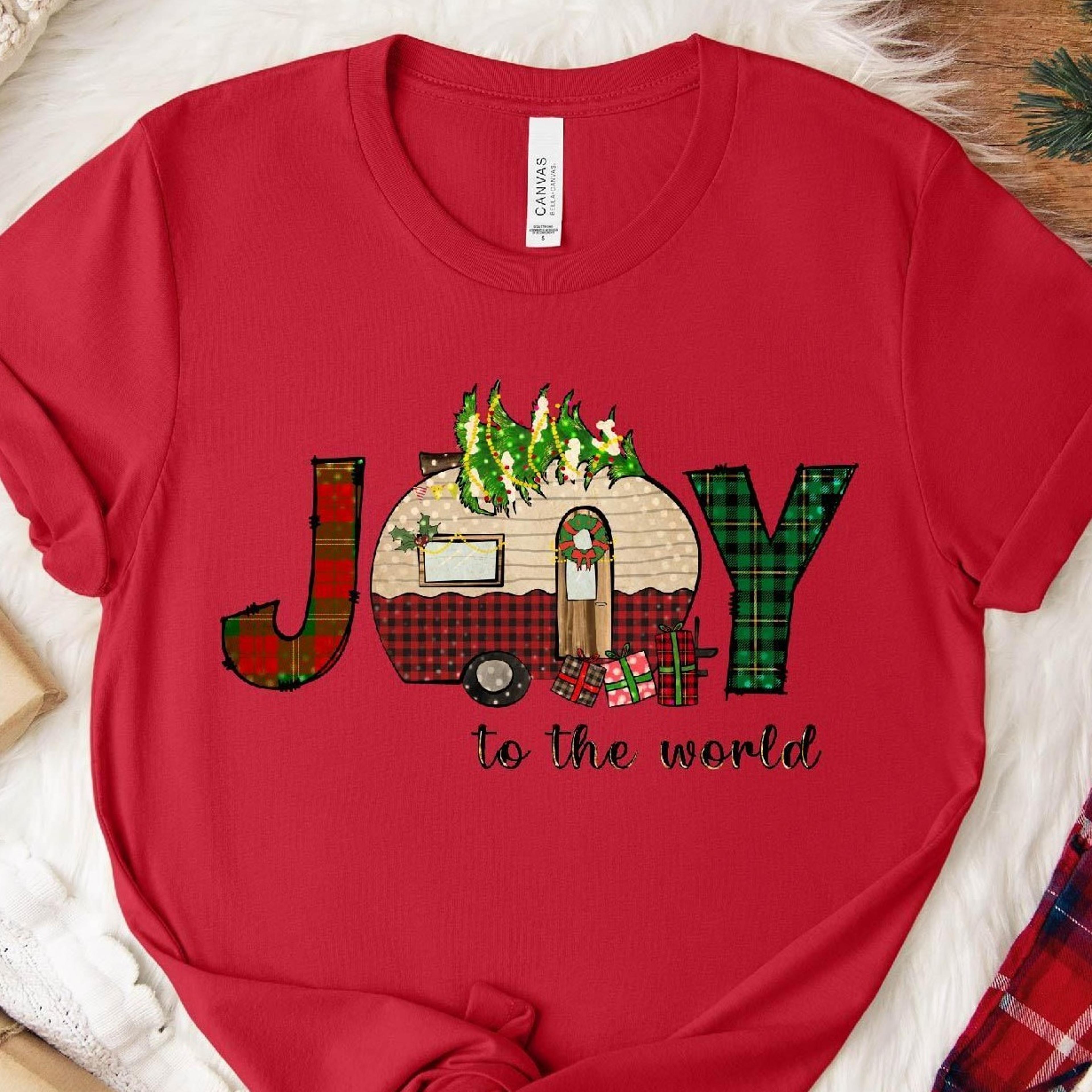 christmas camper sweatshirt joy to the world holiday tee
