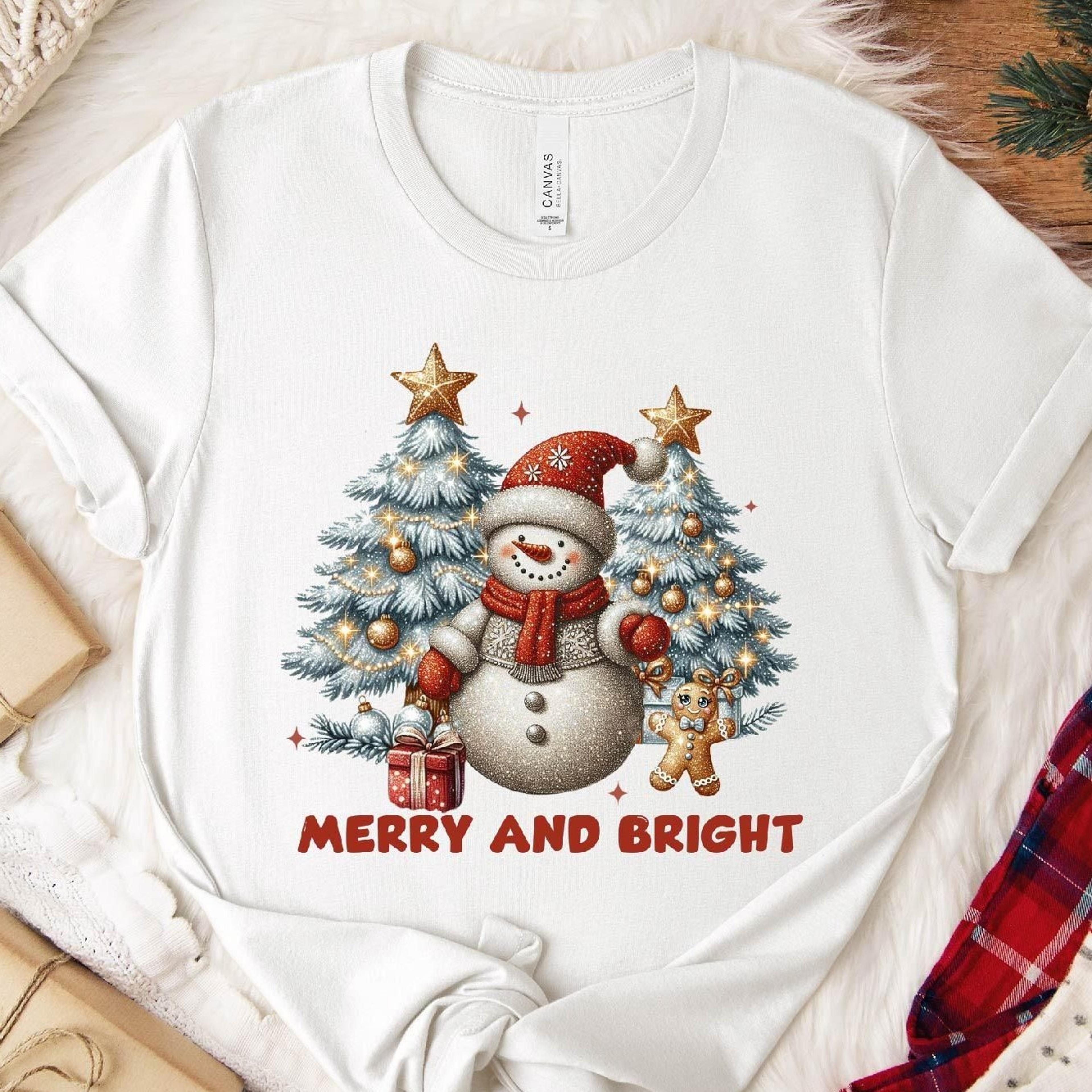 snowman christmas tree sweatshirt festive holiday crewneck